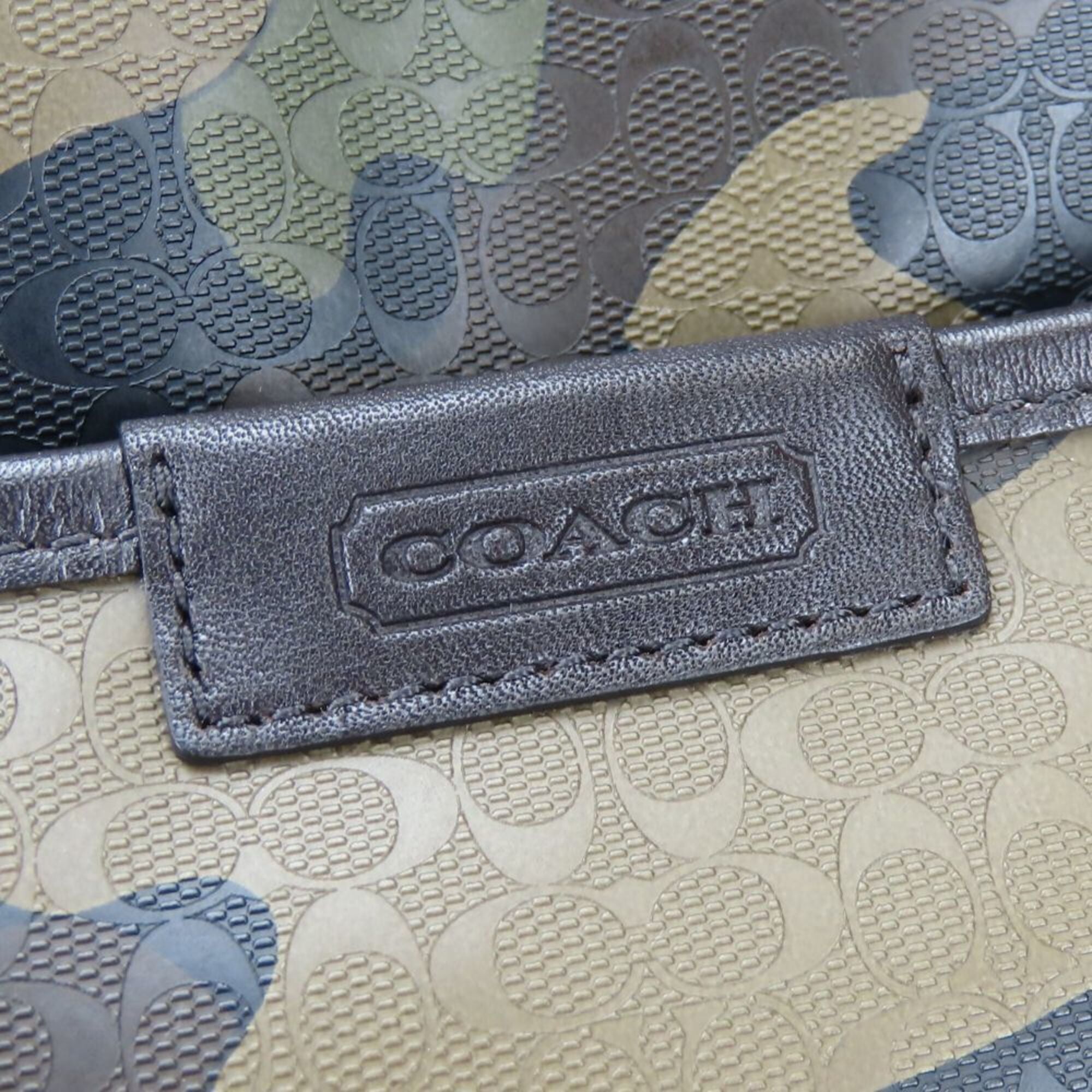 Coach Signature Black Khaki Pvc Shoulder Bag (Pre-Owned)
