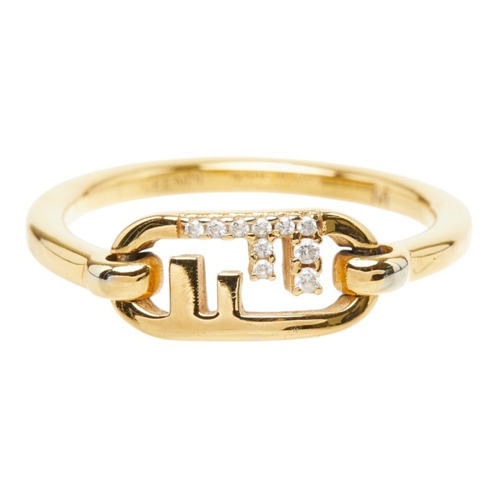 Fendi Gold Rhinestone Band Ring (Pre-Owned)