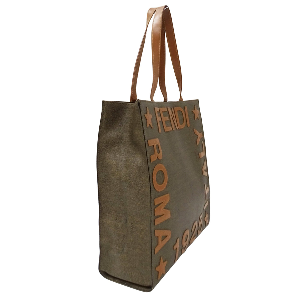 Fendi Brown Khaki Pvc Handbag Tote Bag (Pre-Owned)