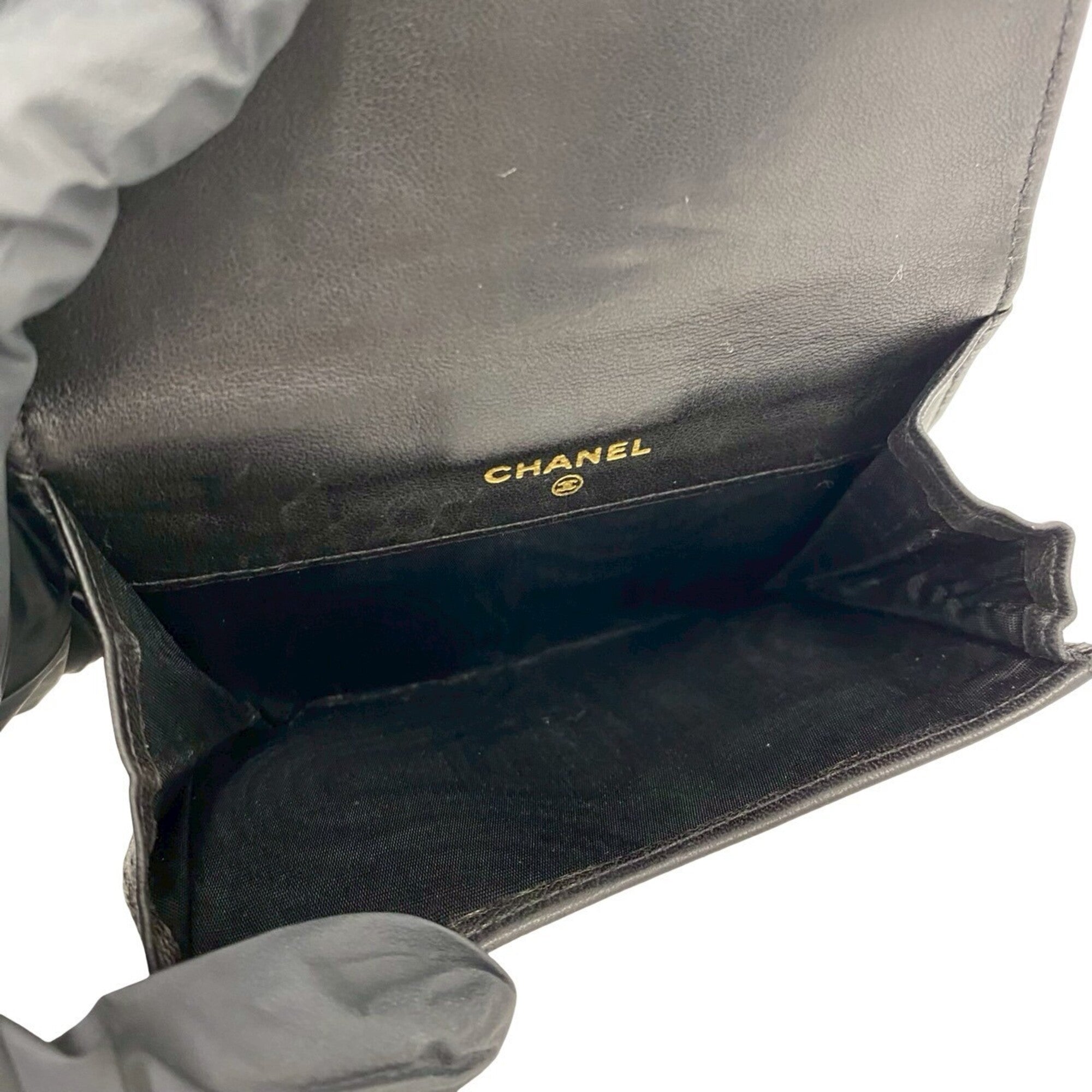 Chanel Black Leather Wallet (Bi-Fold) (Pre-Owned)