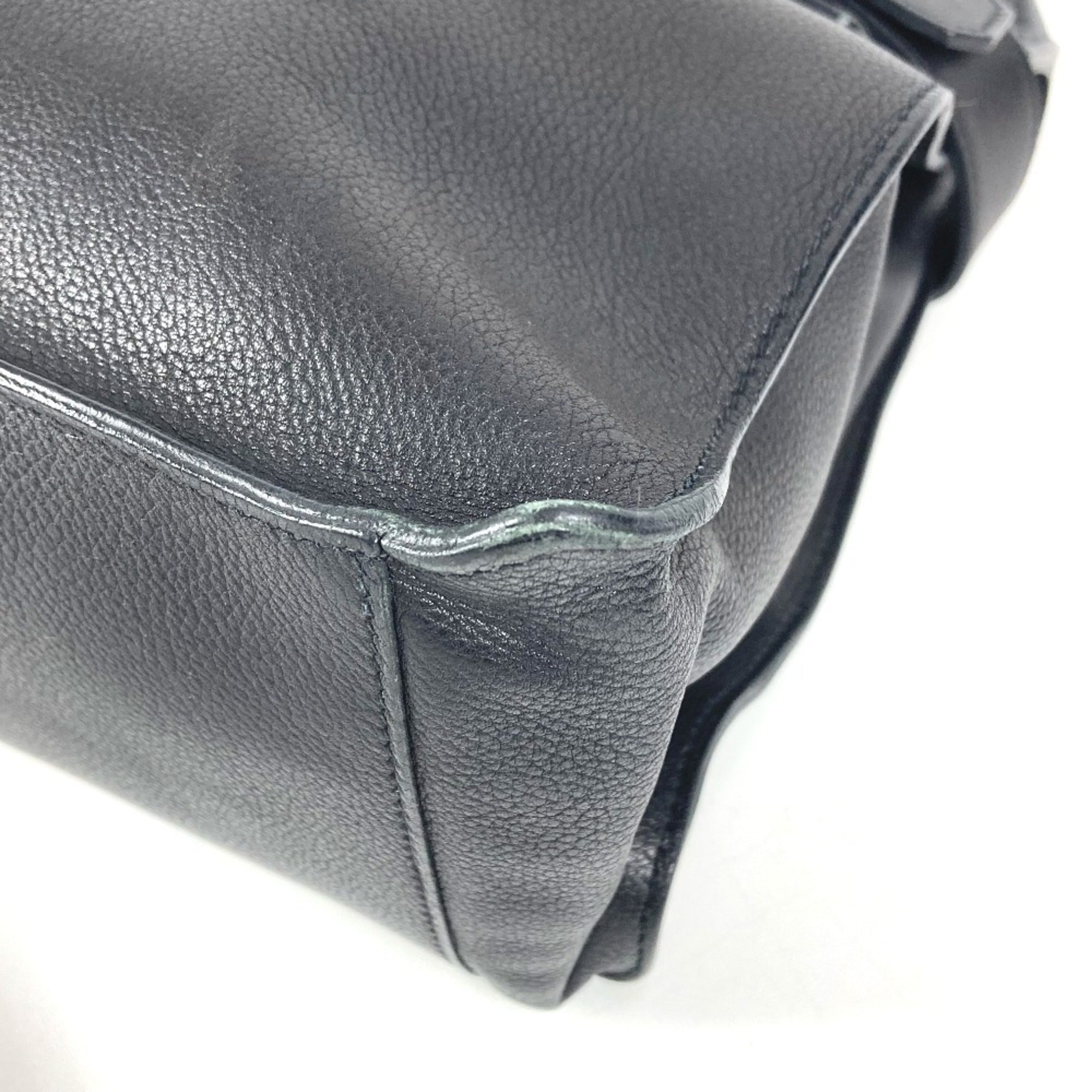Hermes Black Leather Handbag Tote Bag (Pre-Owned)