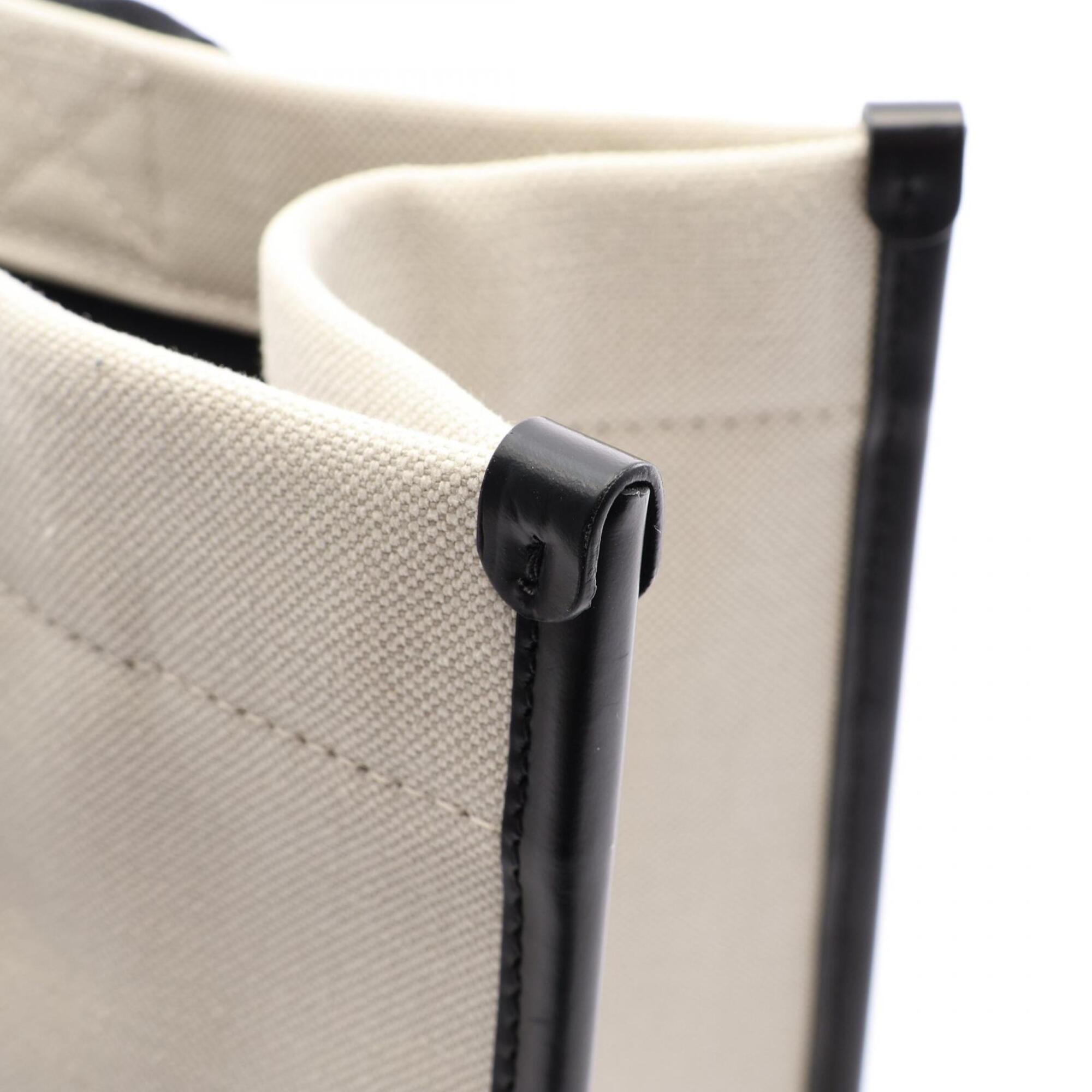 Balenciaga Black White Canvas Leather Handbag Tote Bag (Pre-Owned)