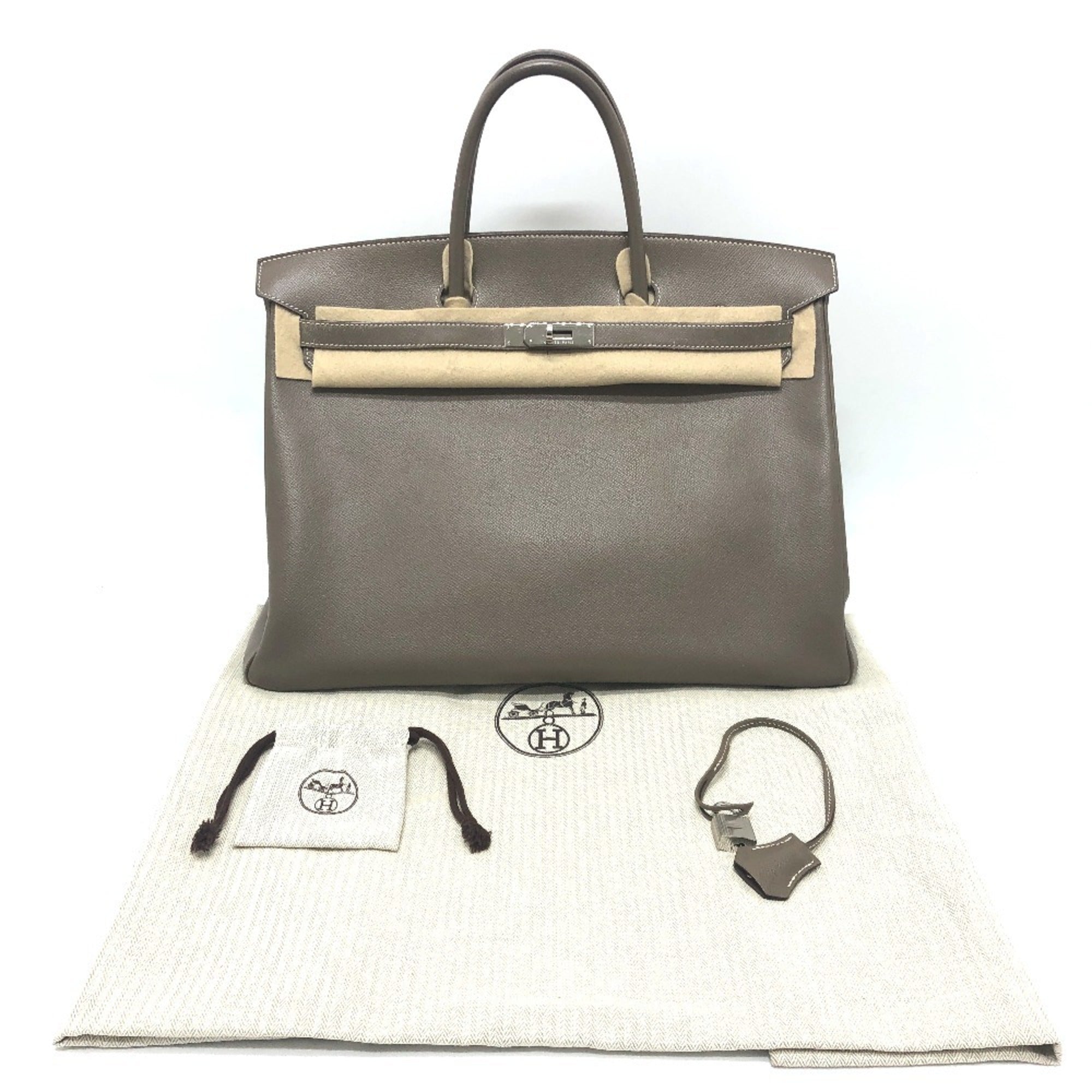 Hermes Brown Etoupe Gray Epsom Leather Handbag Tote Bag (Pre-Owned)