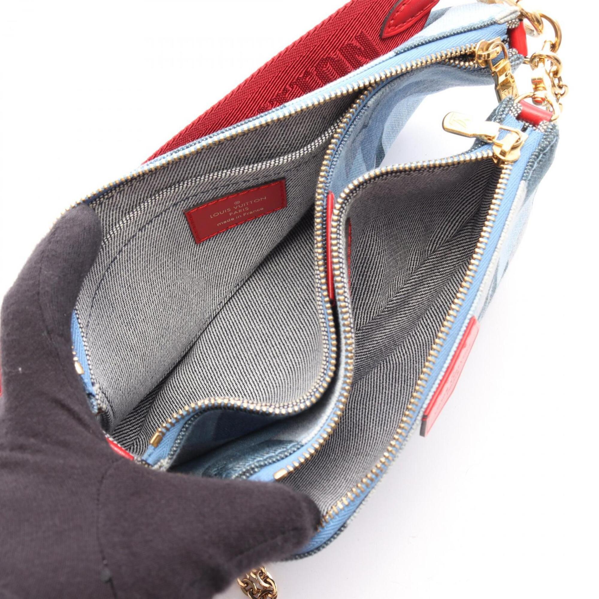 Louis Vuitton Blue Multi-Color Denim Leather Handbag Pochette Shoulder Bag (Pre-Owned)