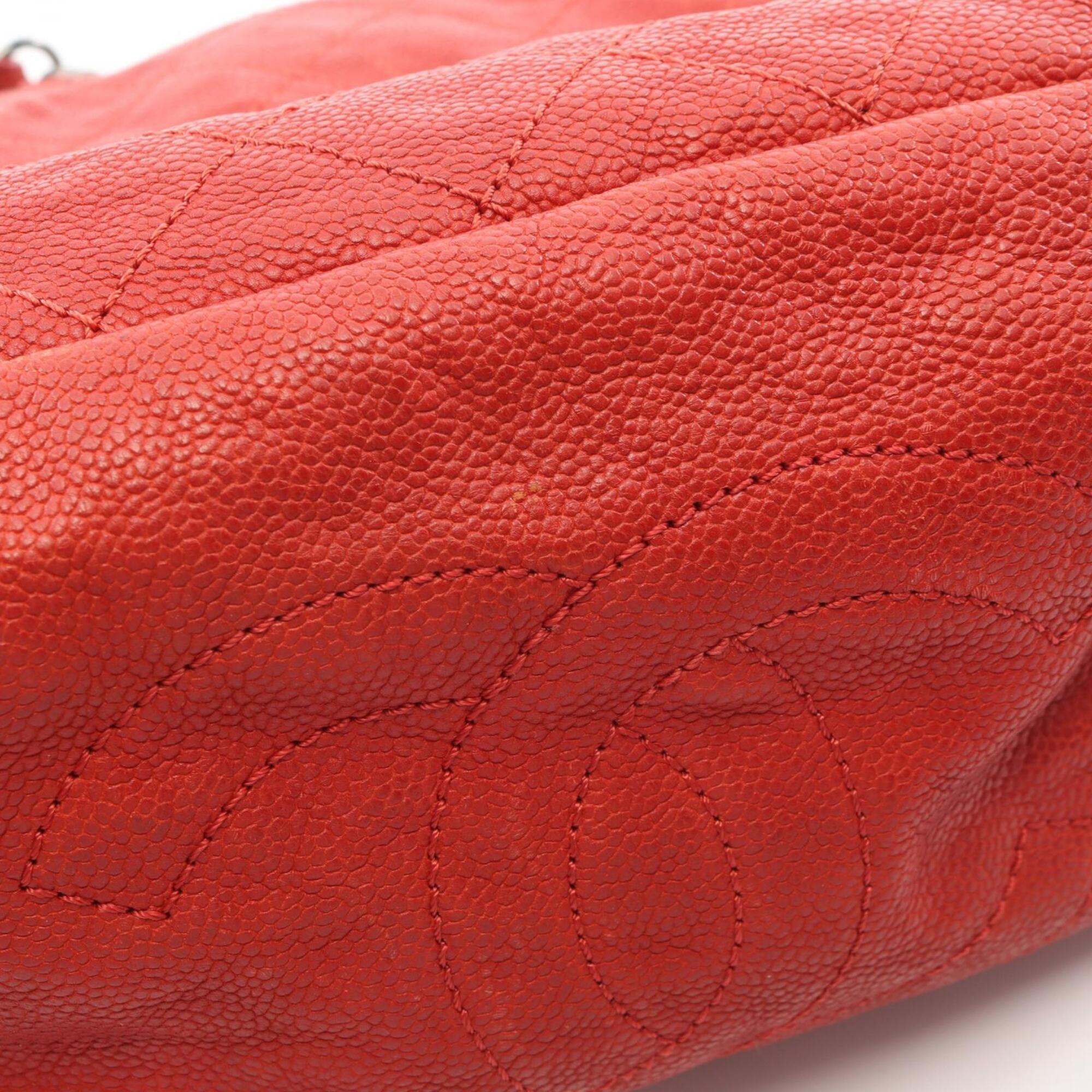Chanel Red Color Grained Calfskin Handbag Tote Bag (Pre-Owned)