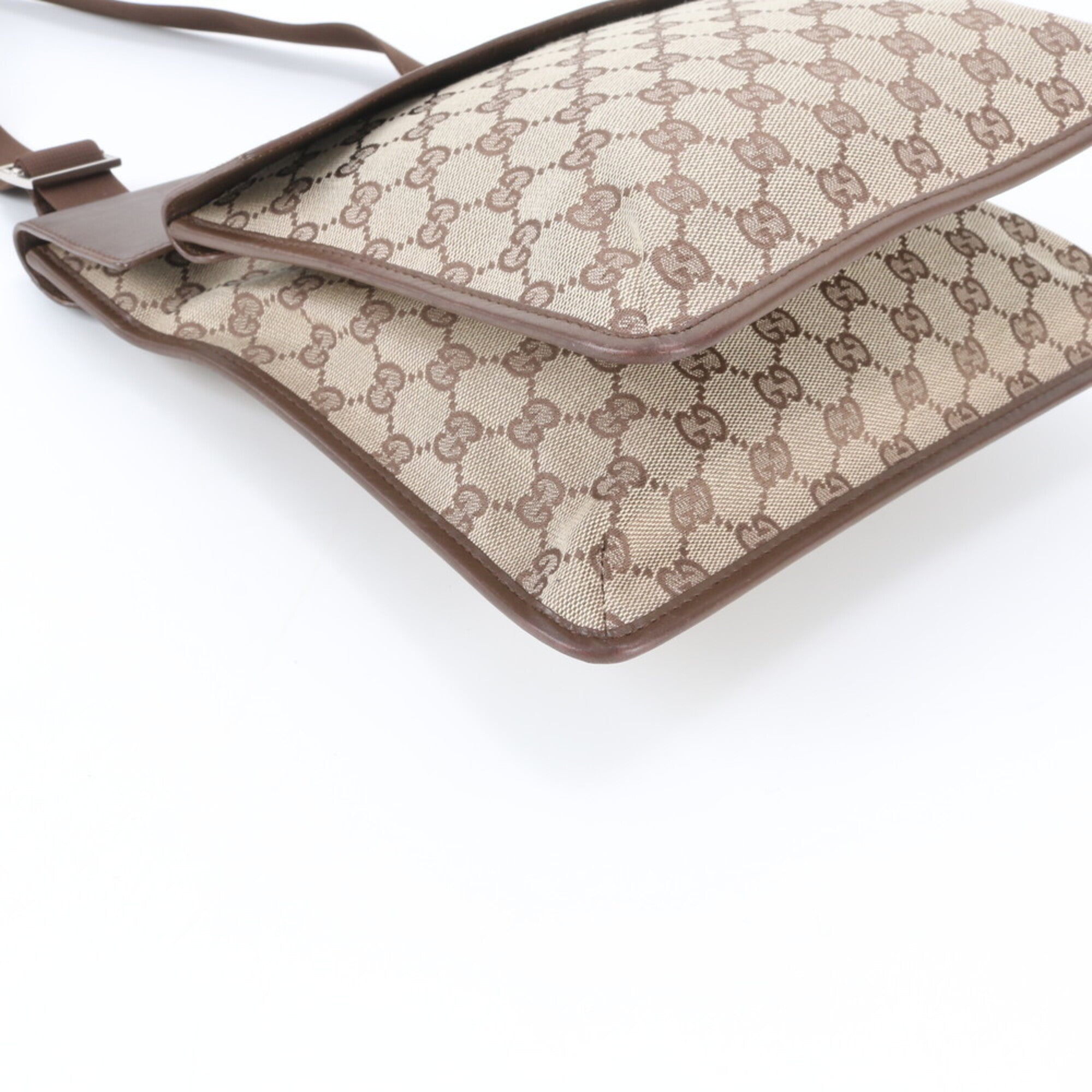 Gucci Gg Canvas Brown Gg Canvas Leather Shoulder Bag (Pre-Owned)