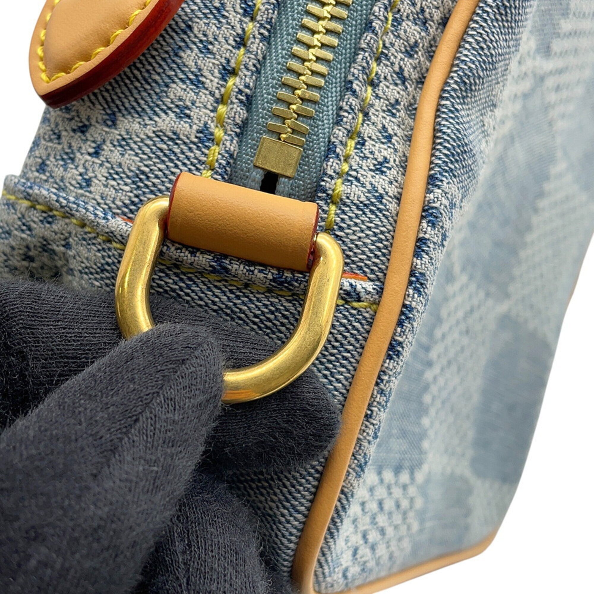 Louis Vuitton Damier Blue Denim Handbag Shoulder Bag (Pre-Owned)
