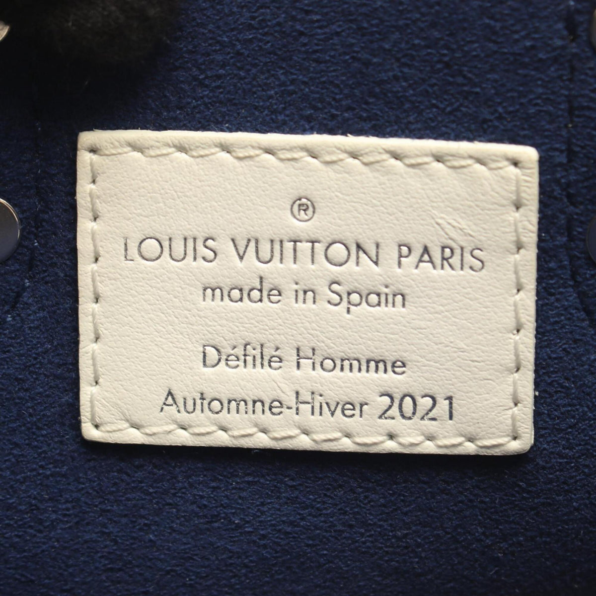 Louis Vuitton Navy White Leather Handbag Tote Bag (Pre-Owned)
