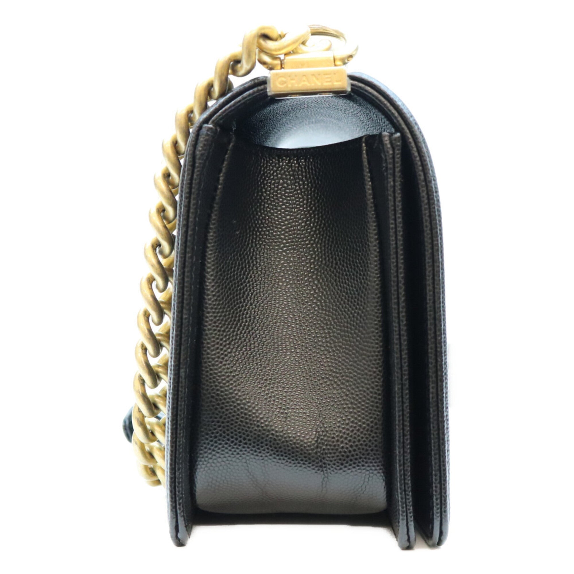 Chanel Black Grained Calfskin Shoulder Bag (Pre-Owned)