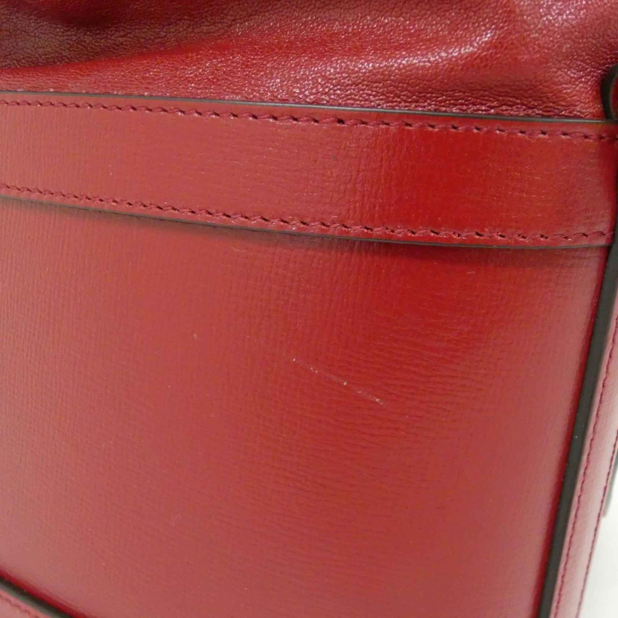 Gucci Red Color Leather Shoulder Bag (Pre-Owned)