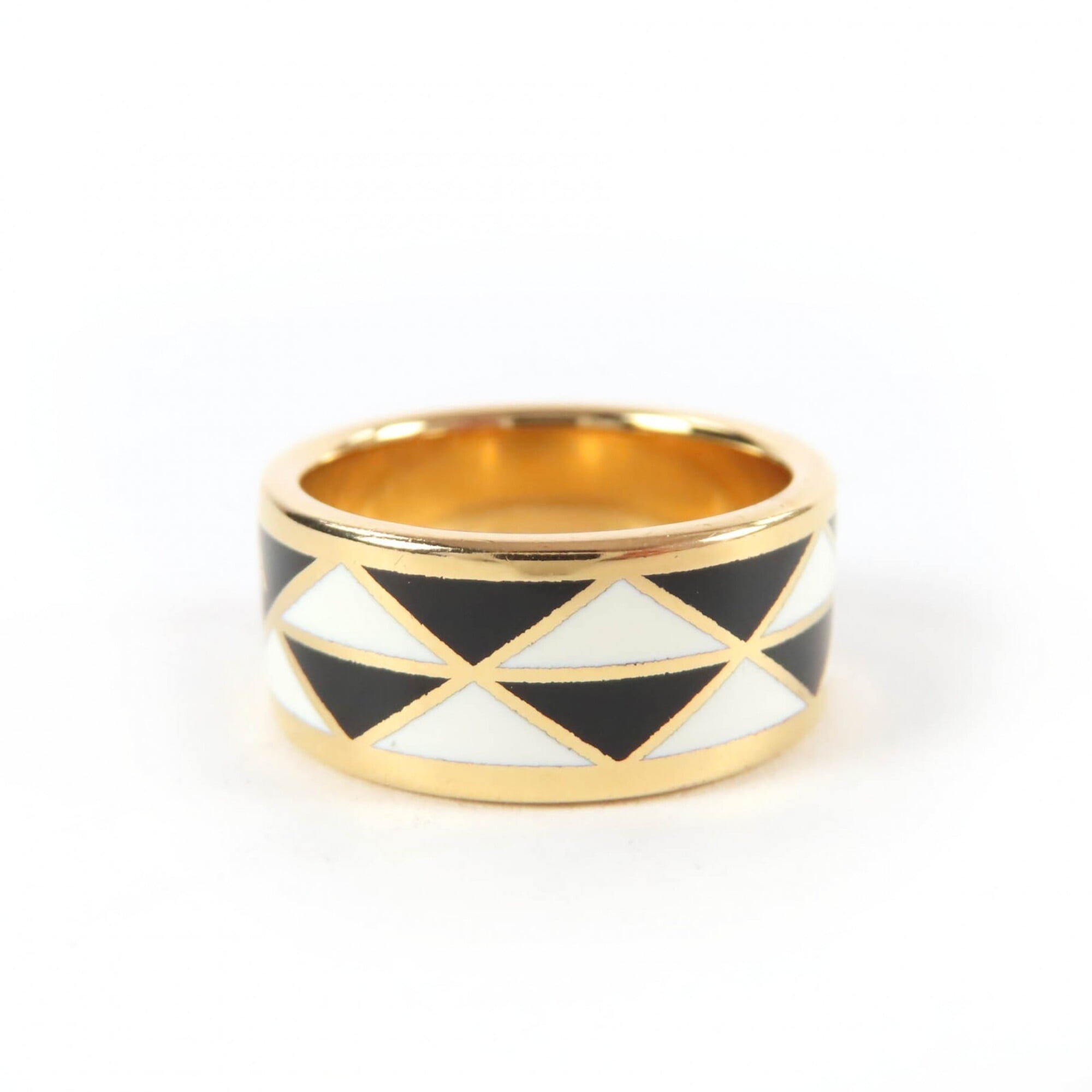 Prada Gold Black White Band Ring (Pre-Owned)