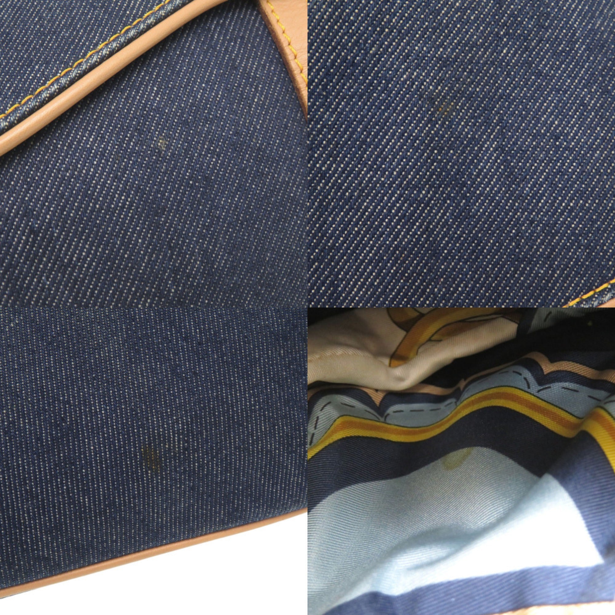 Christian Dior Navy Denim Leather Handbag Saddle Bag (Pre-Owned)