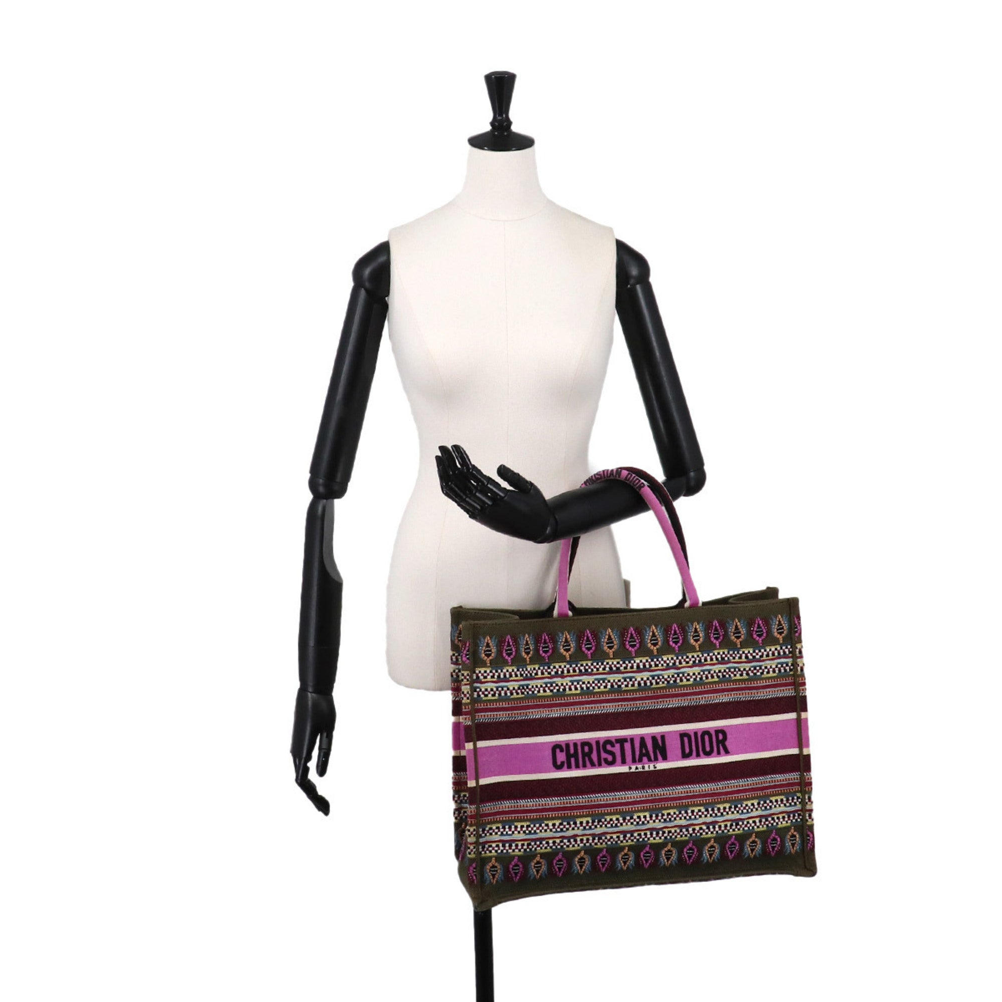 Christian Dior Khaki Multi-Color Canvas Handbag Tote Bag (Pre-Owned)