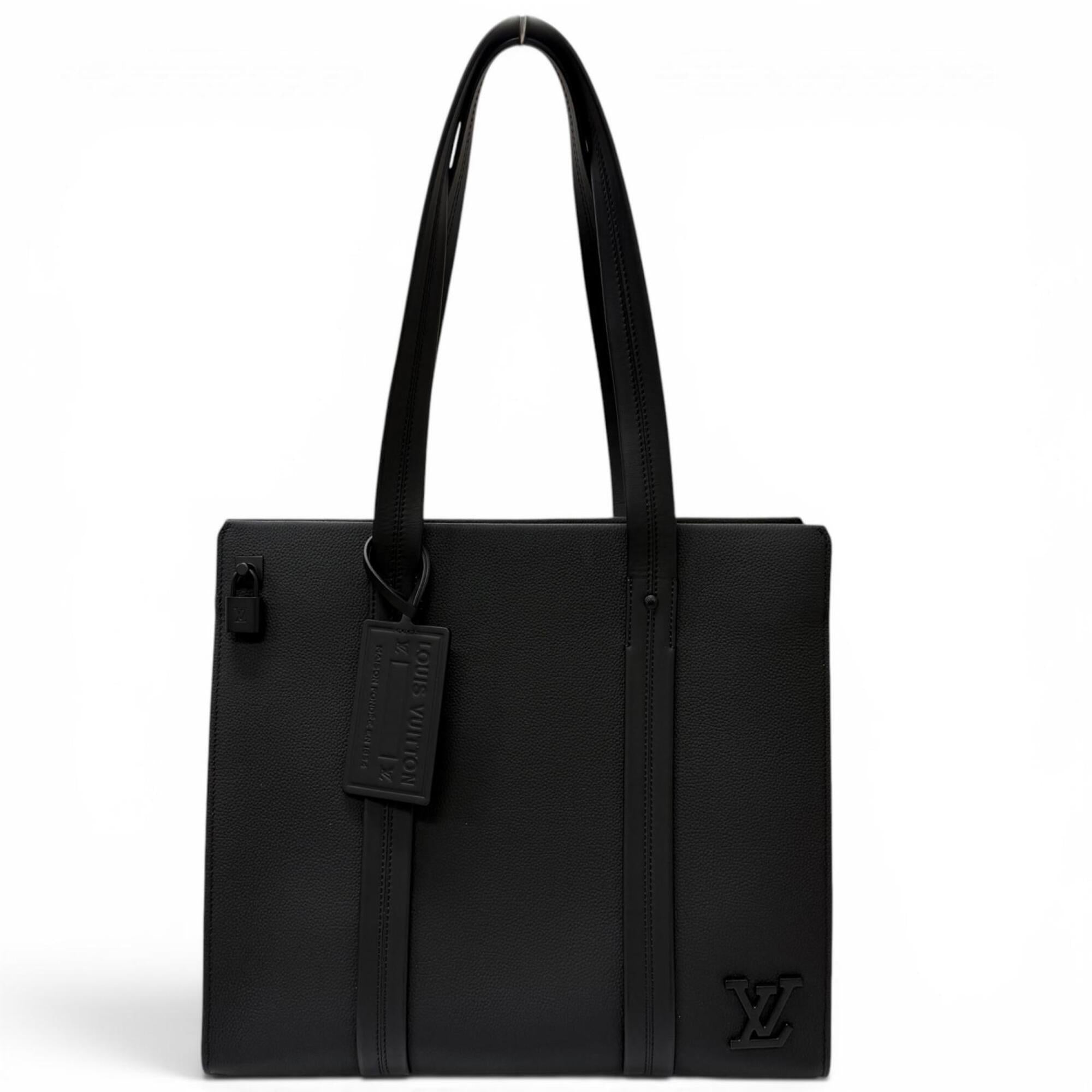 Louis Vuitton Black Leather Tote Bag (Pre-Owned)