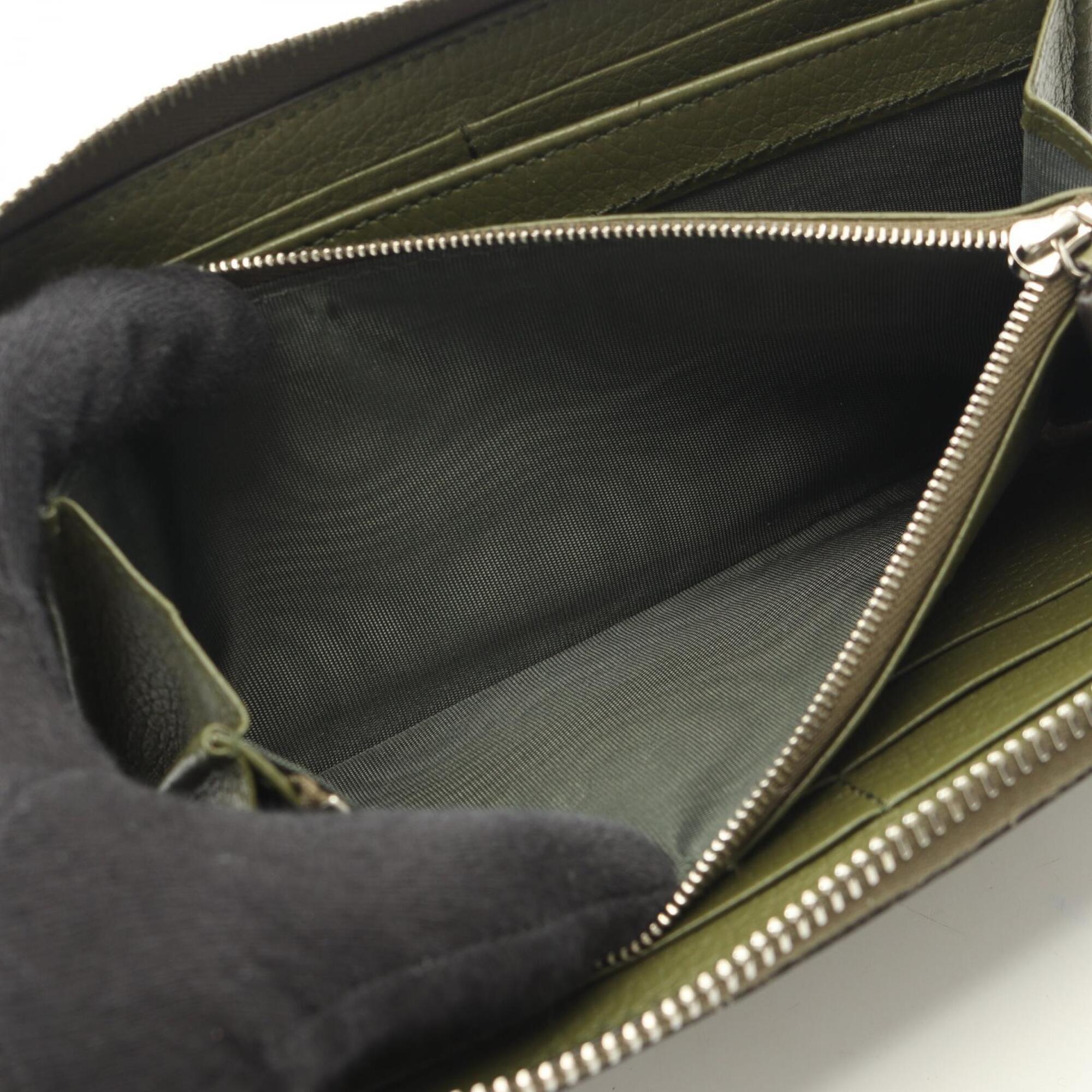 Gucci Khaki Leather Long Wallet (Bi-Fold) (Pre-Owned)