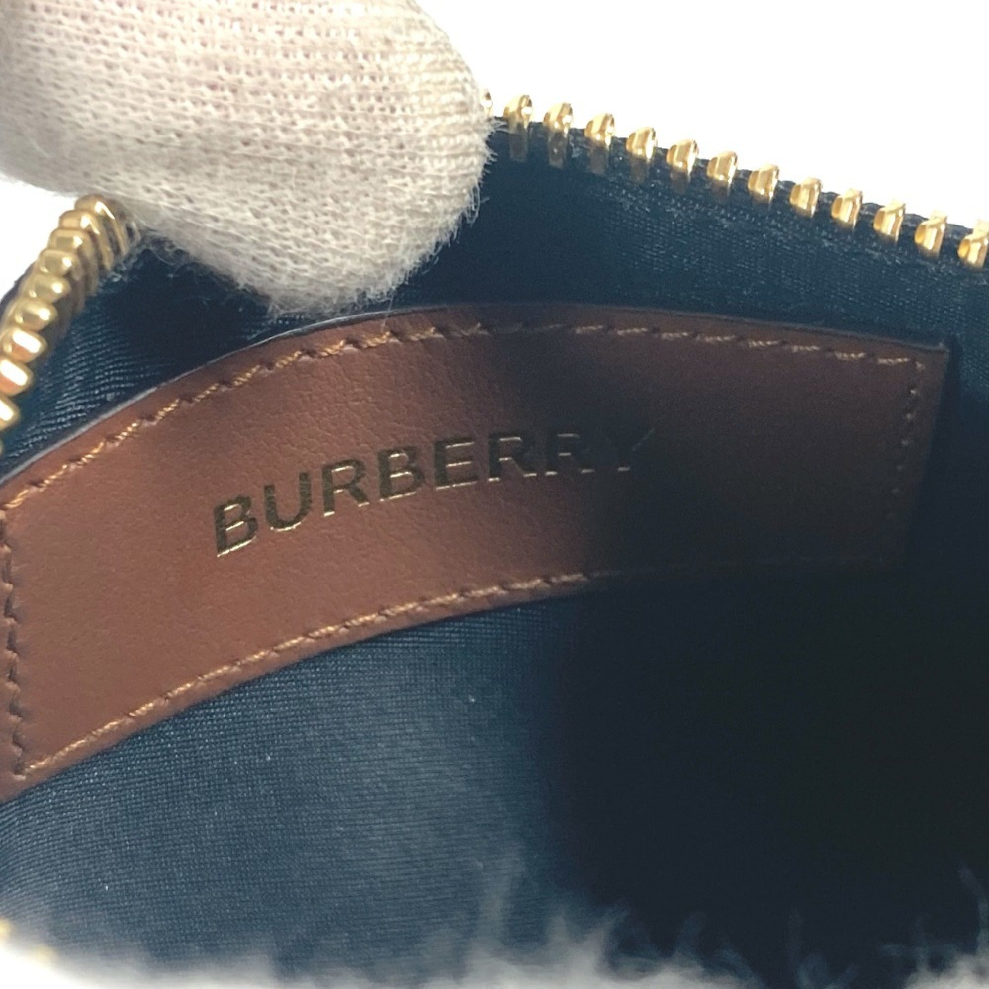 Burberry Beige Brown Leather Coin Purse/Coin Case (Pre-Owned)