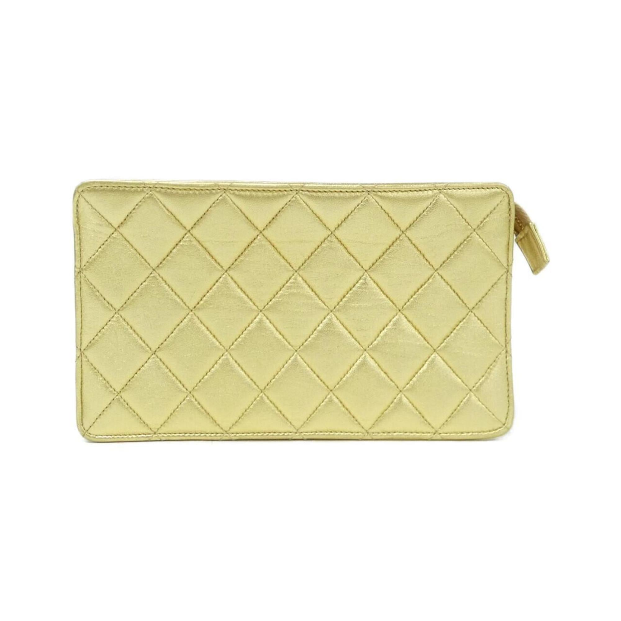 Chanel Gold Leather Handbag (Pre-Owned)