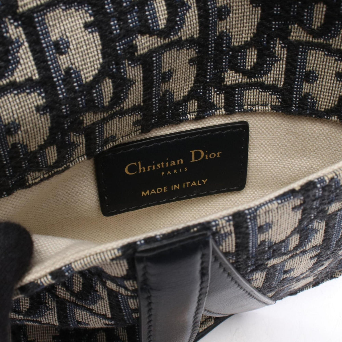 Christian Dior Beige Navy Canvas Leather Fanny Pack Handbag Saddle Bag (Pre-Owned)