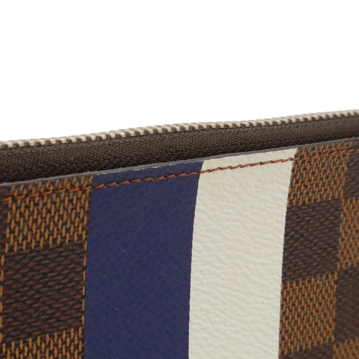 Louis Vuitton Brown Damier Canvas Navy White Damier Canvas Clutch Bag Pochette (Pre-Owned)