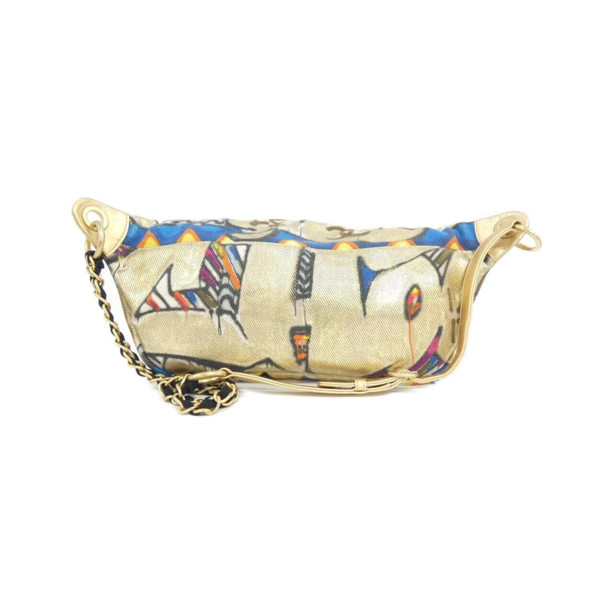 Chanel Gold Multi-Color Cotton Leather Fanny Pack (Pre-Owned)