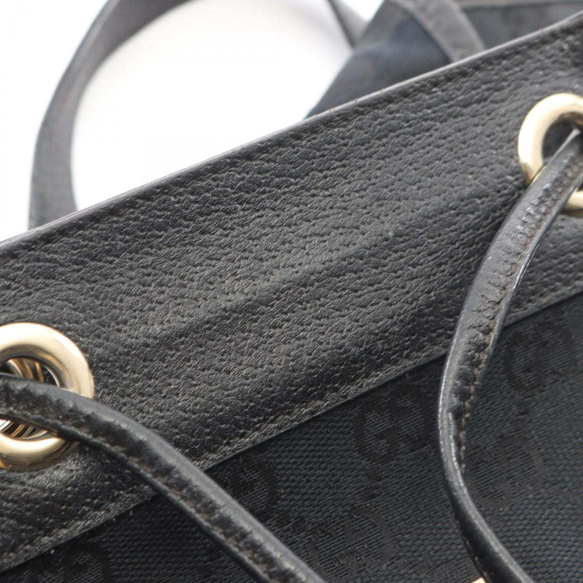 Gucci Black Canvas Leather Backpack Handbag (Pre-Owned)