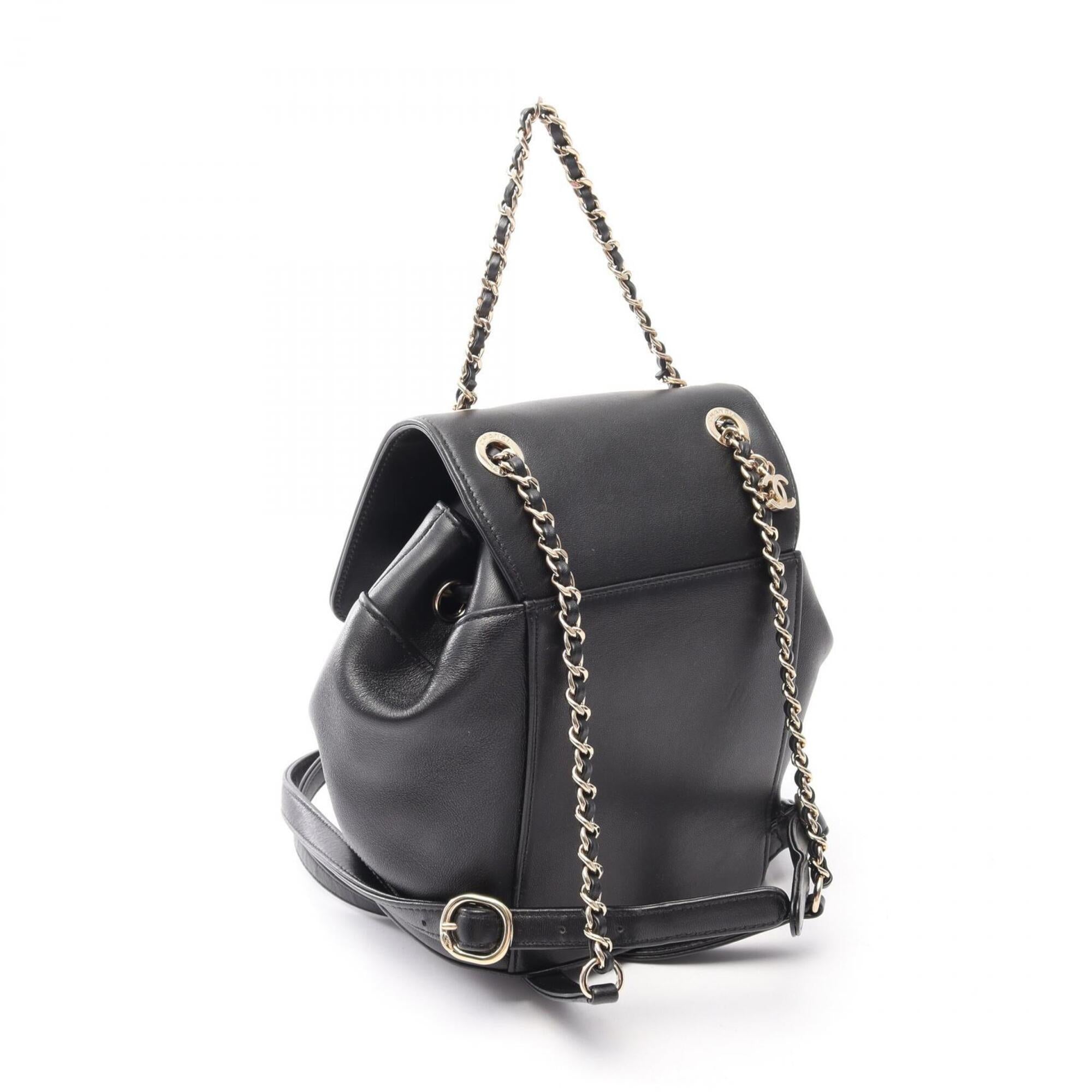 Chanel Black Leather Backpack Handbag (Pre-Owned)