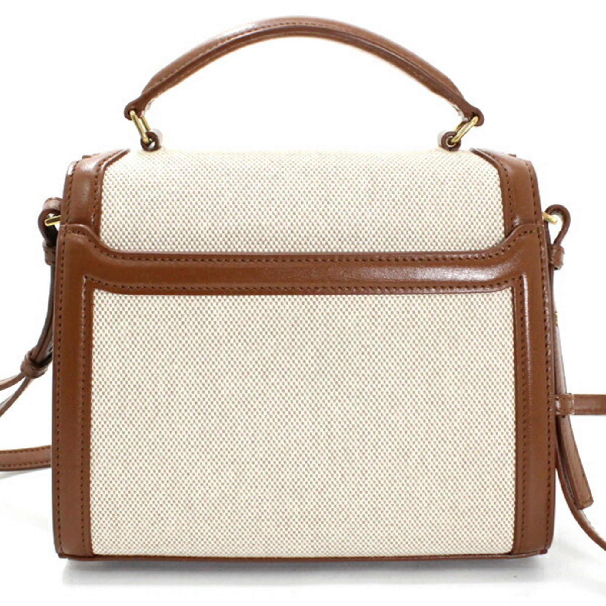 Saint Laurent Brown Canvas Leather Shoulder Bag (Pre-Owned)