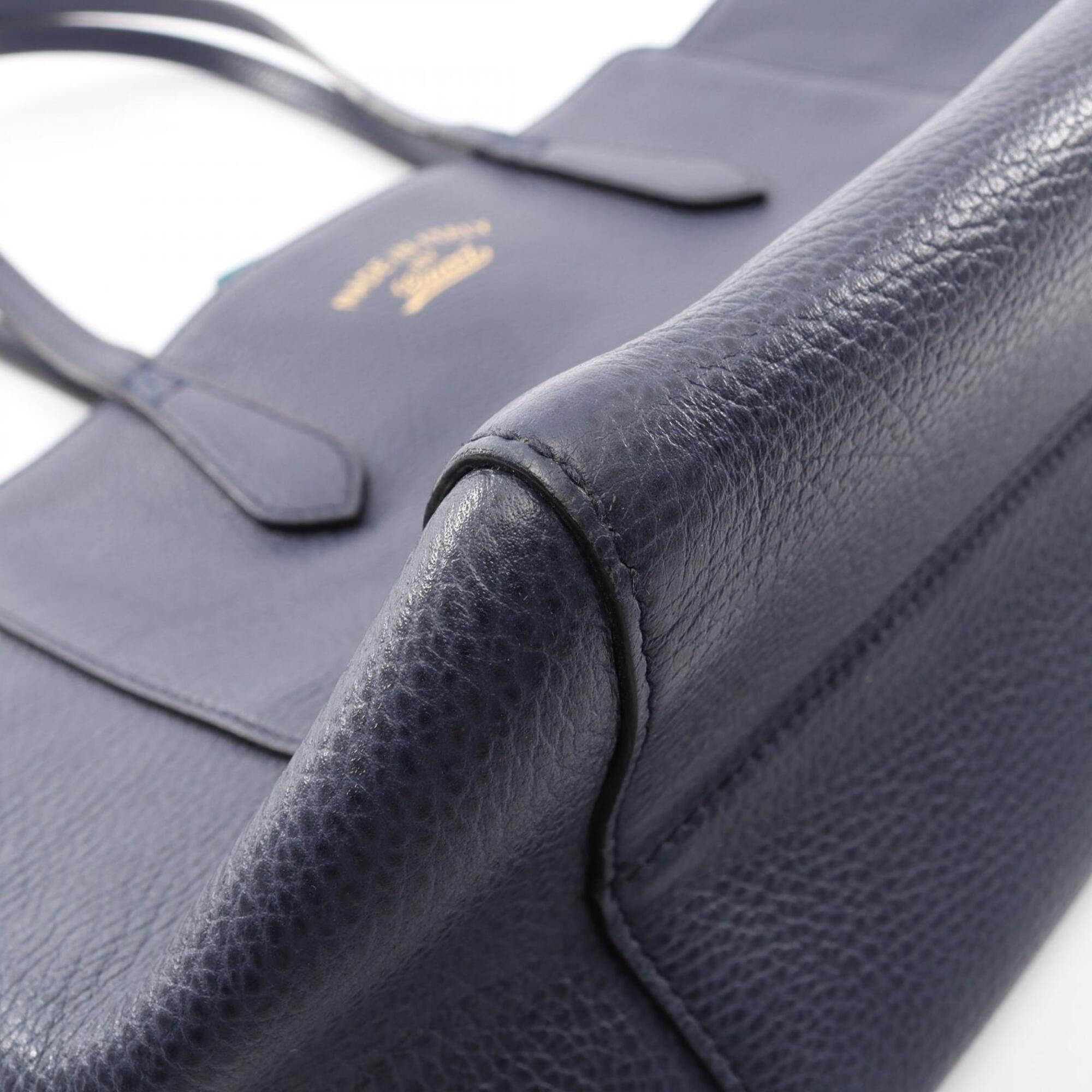 Gucci Navy Leather Handbag Tote Bag (Pre-Owned)