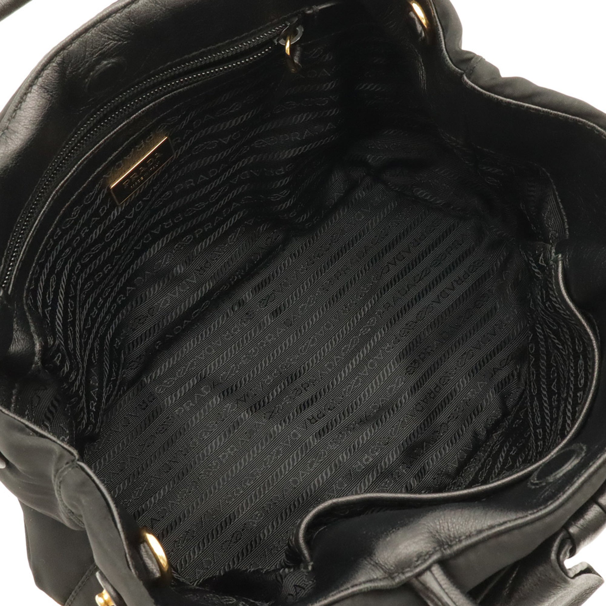 Prada Black Nero Nylon Leather Handbag Shoulder Bag (Pre-Owned)