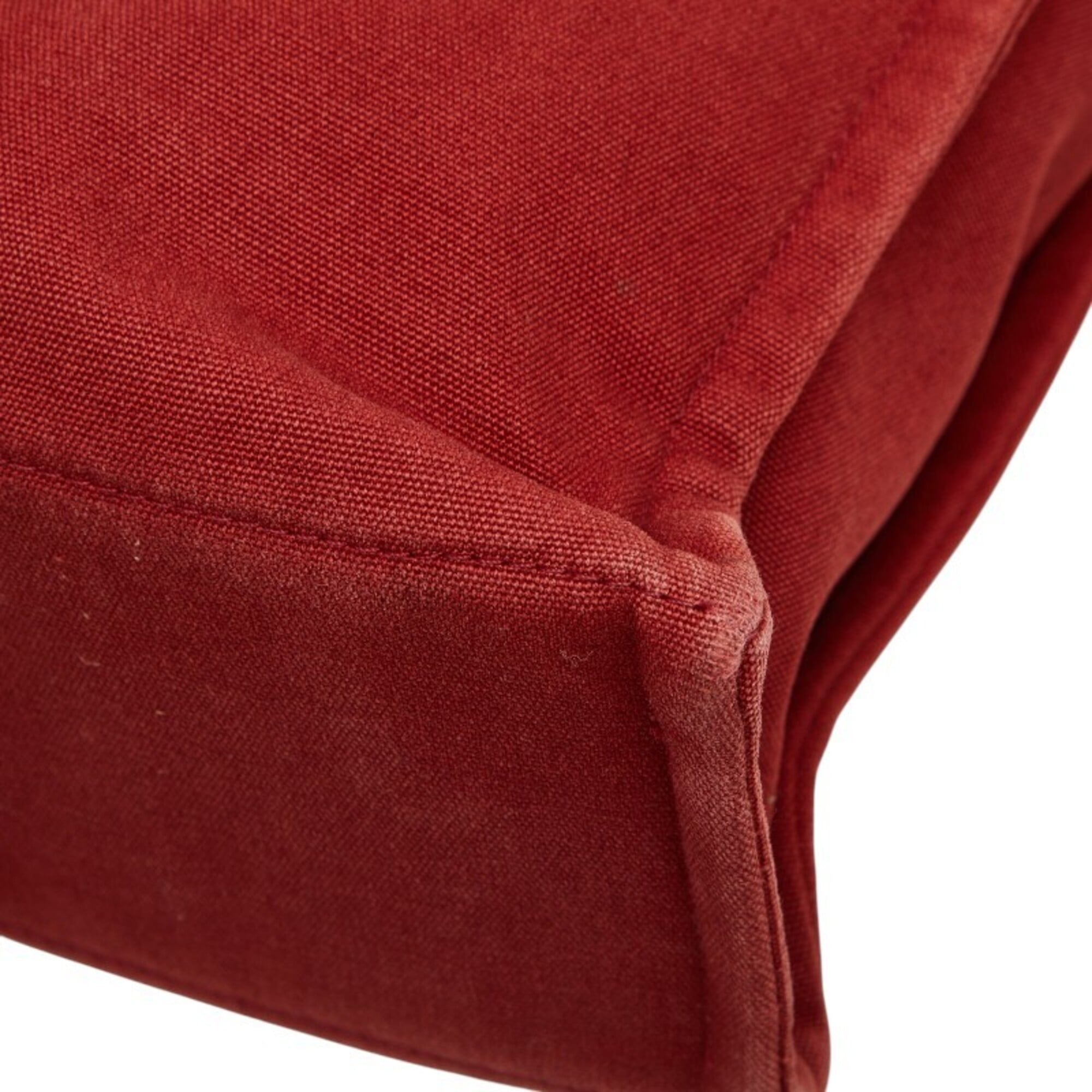 Hermes Red Color Canvas Handbag Tote Bag (Pre-Owned)