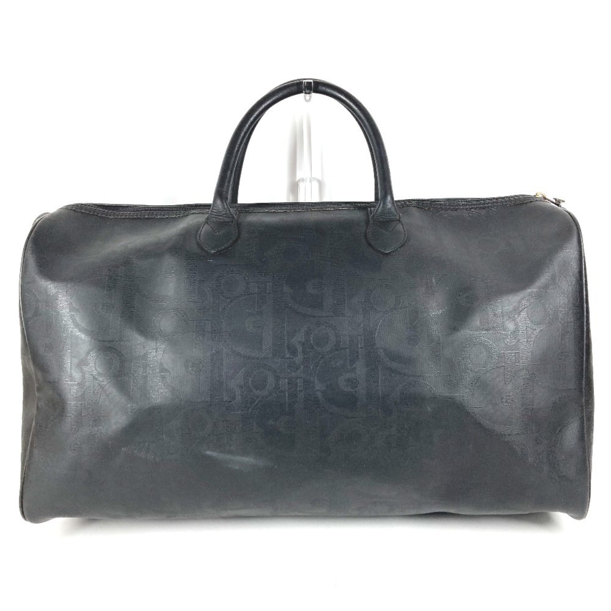 Christian Dior Black Pvc Leather Boston Bag Handbag (Pre-Owned)