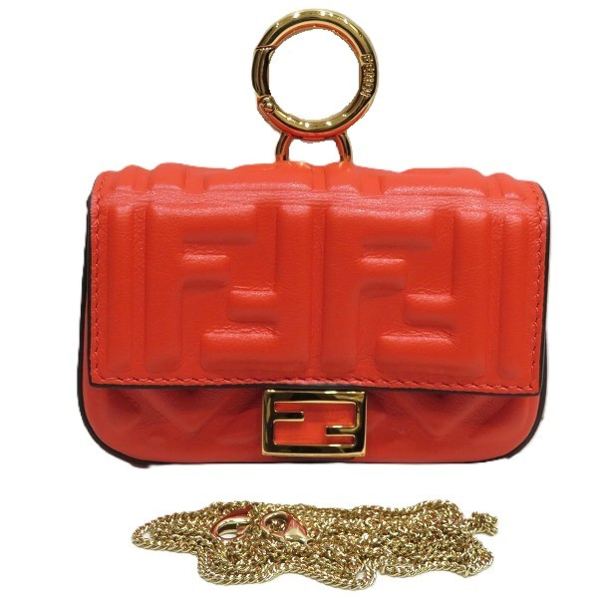 Fendi Orange Leather Handbag Shoulder Bag (Pre-Owned)