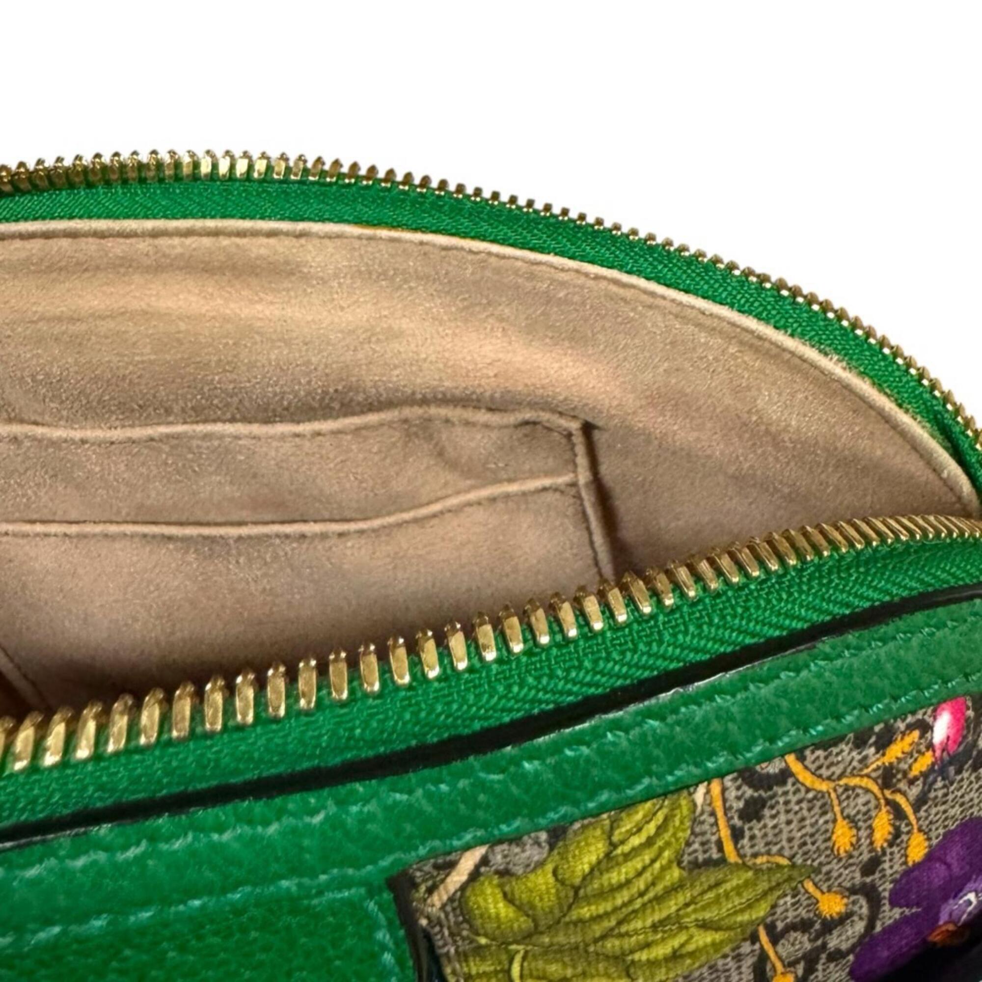 Gucci Green Multi-Color Gg Supreme Canvas Shoulder Bag (Pre-Owned)
