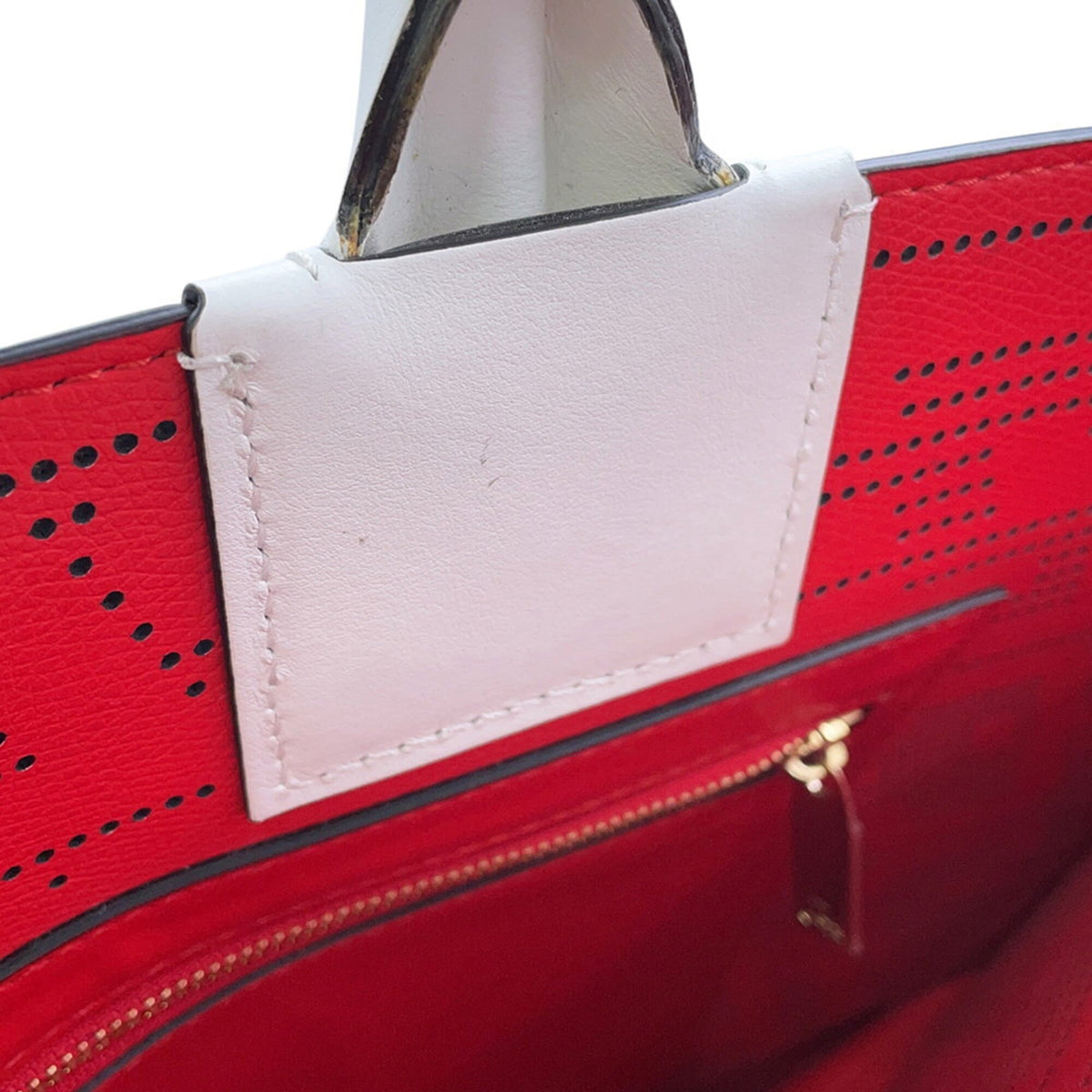 Christian Louboutin Champagne Gold Red Color White Leather Handbag Tote Bag (Pre-Owned)