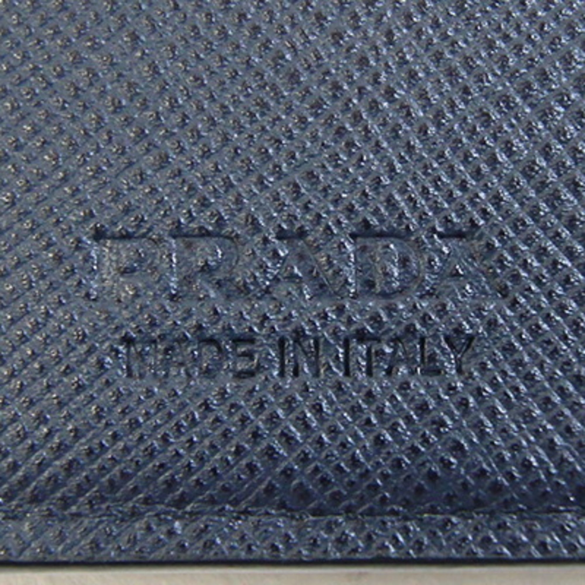 Prada Navy Leather Long Wallet (Bi-Fold) (Pre-Owned)