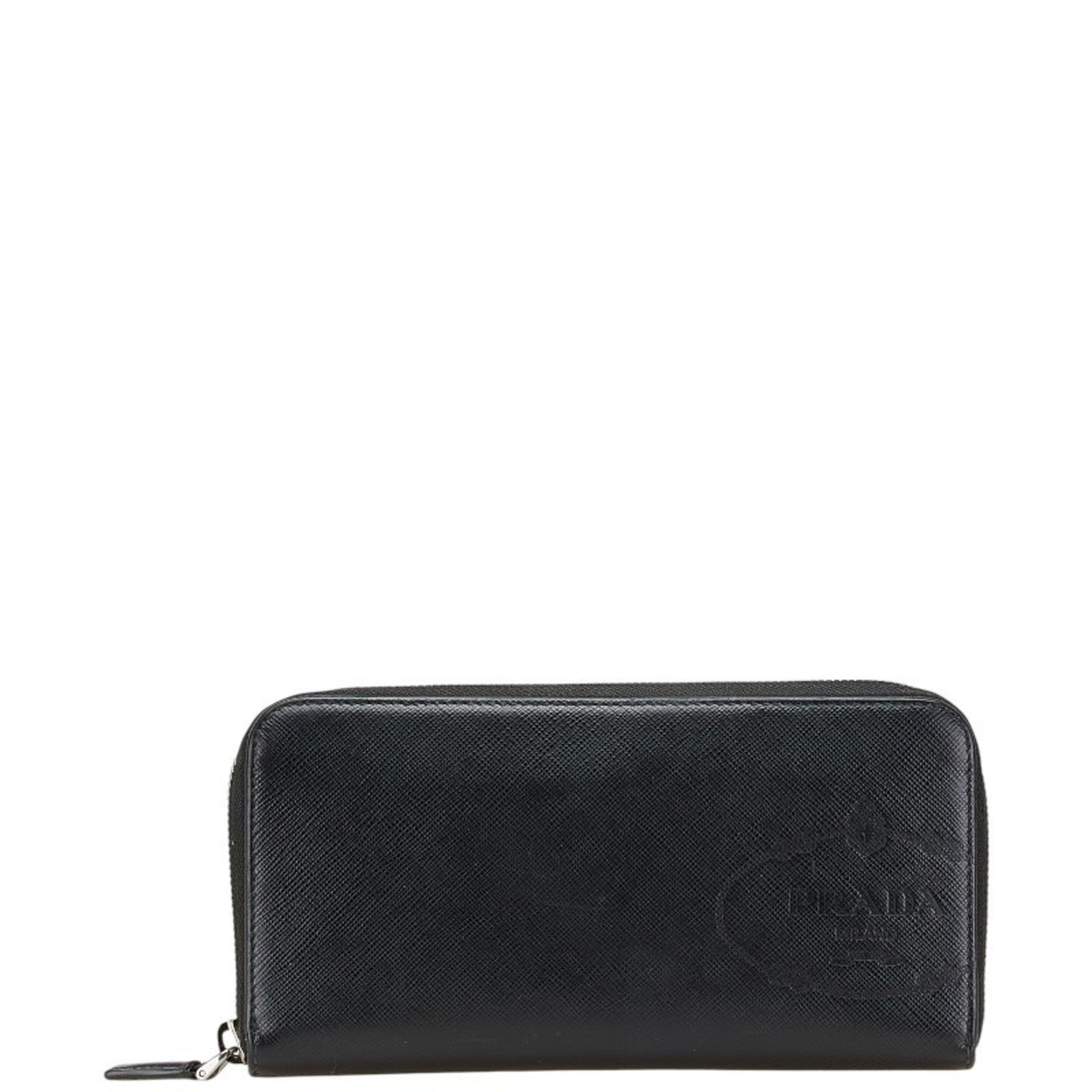 Prada Black Leather Long Wallet (Bi-Fold) (Pre-Owned)