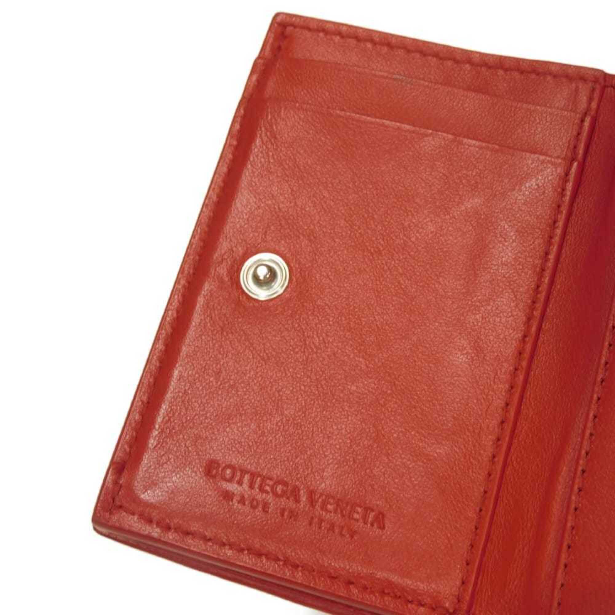 Bottega Veneta Red Color Leather Wallet (Tri-Fold) (Pre-Owned)
