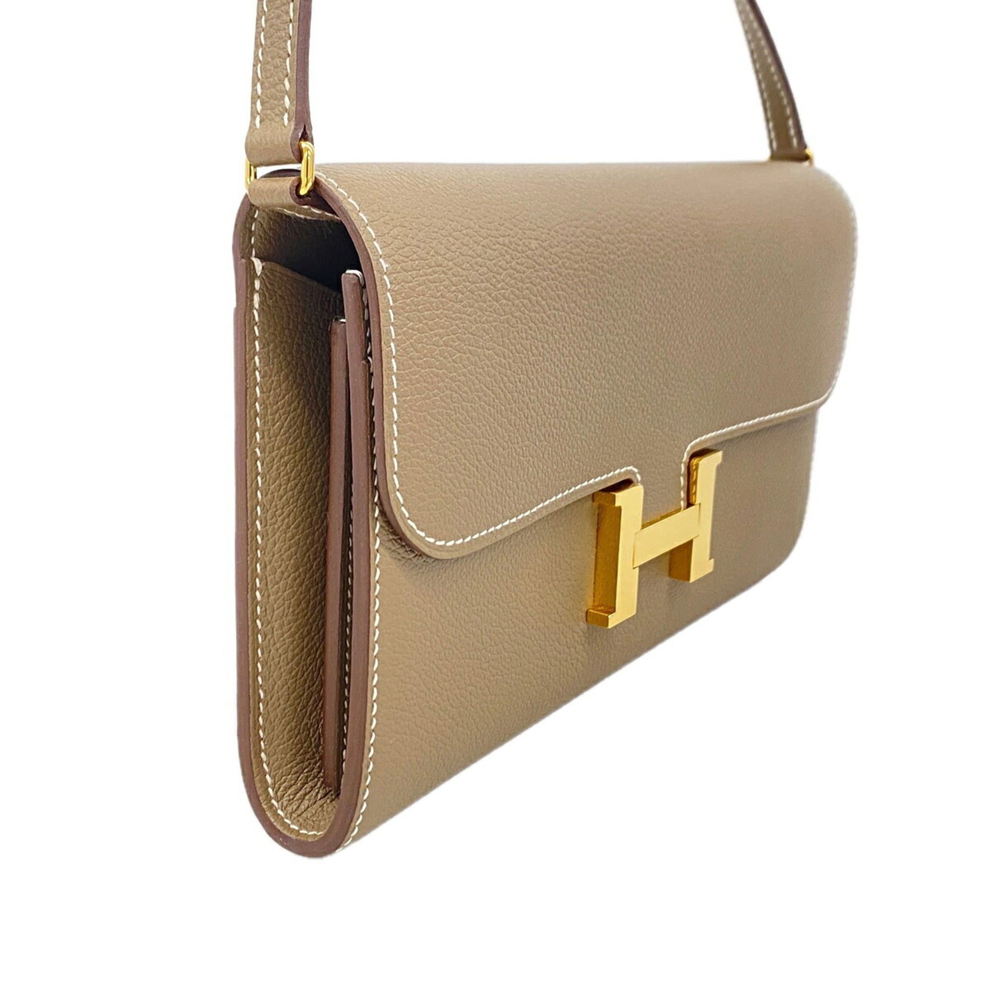 Hermes Etoupe Gray Chain/Shoulder Wallet (Pre-Owned)