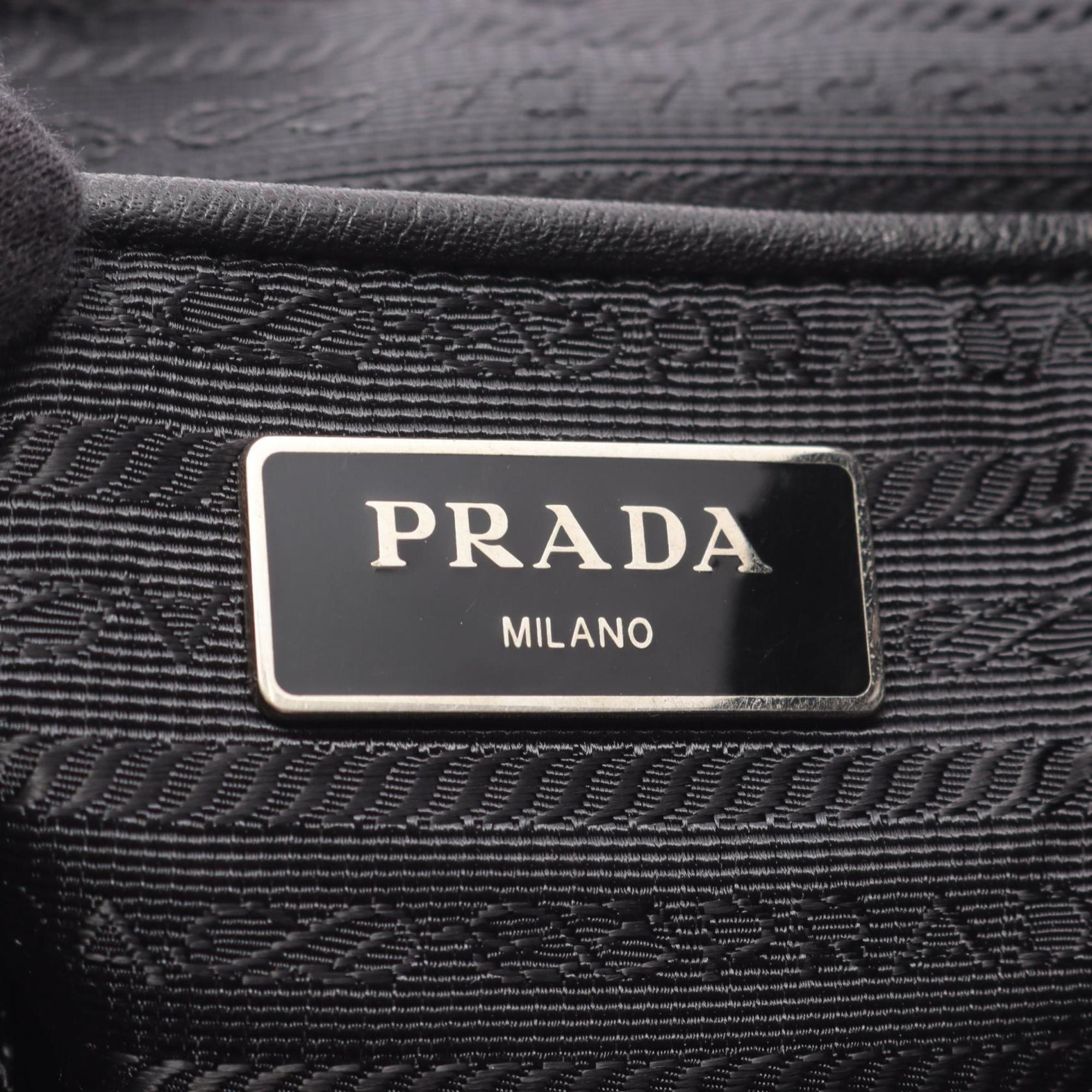 Prada Green Multi-Color Nylon Leather Backpack Handbag (Pre-Owned)
