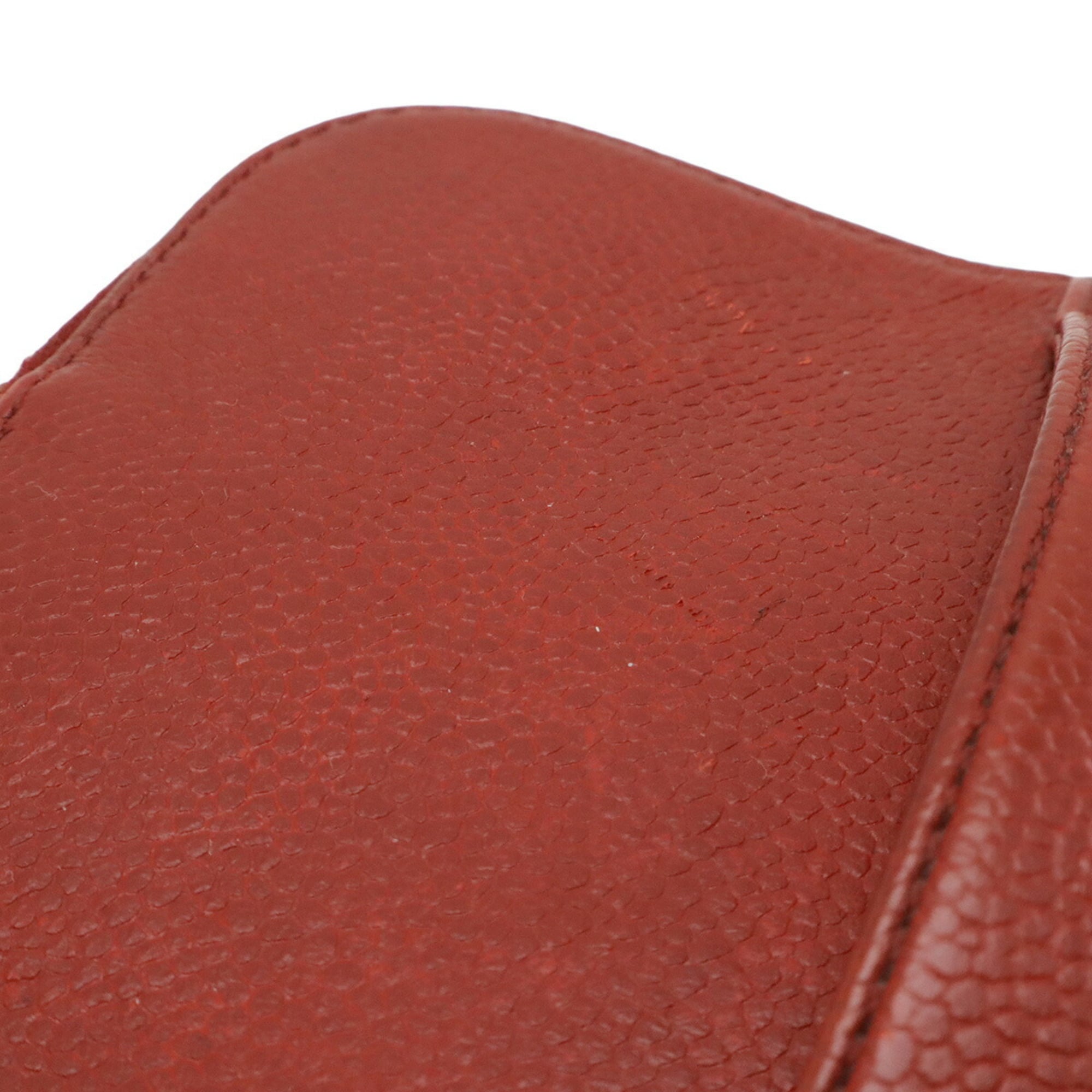 Chanel Red Color Grained Calfskin Handbag Pouch Vanity Bag (Pre-Owned)