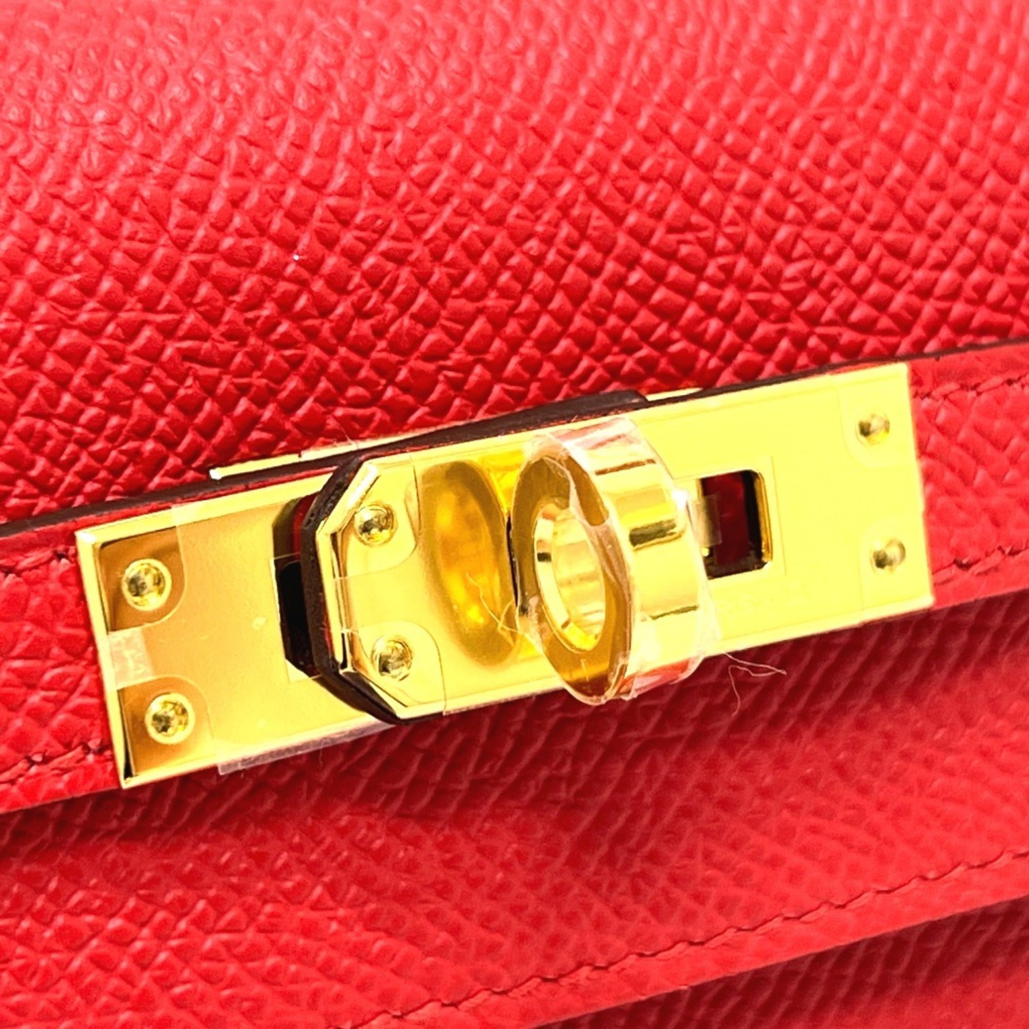 Hermes Kelly Red Color Epsom Leather Handbag (Pre-Owned)