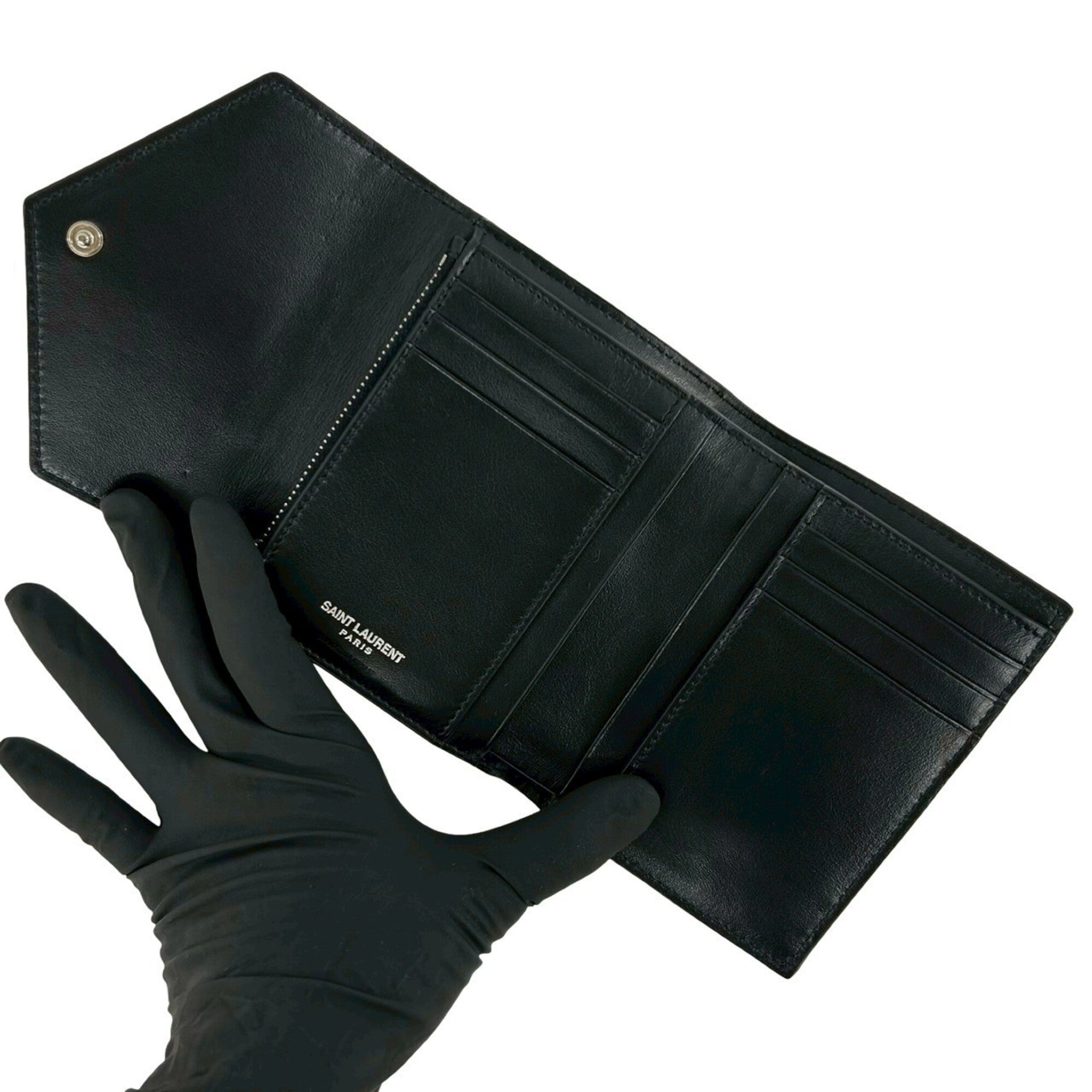 Yves Saint Laurent Black Leather Wallet (Bi-Fold) (Pre-Owned)