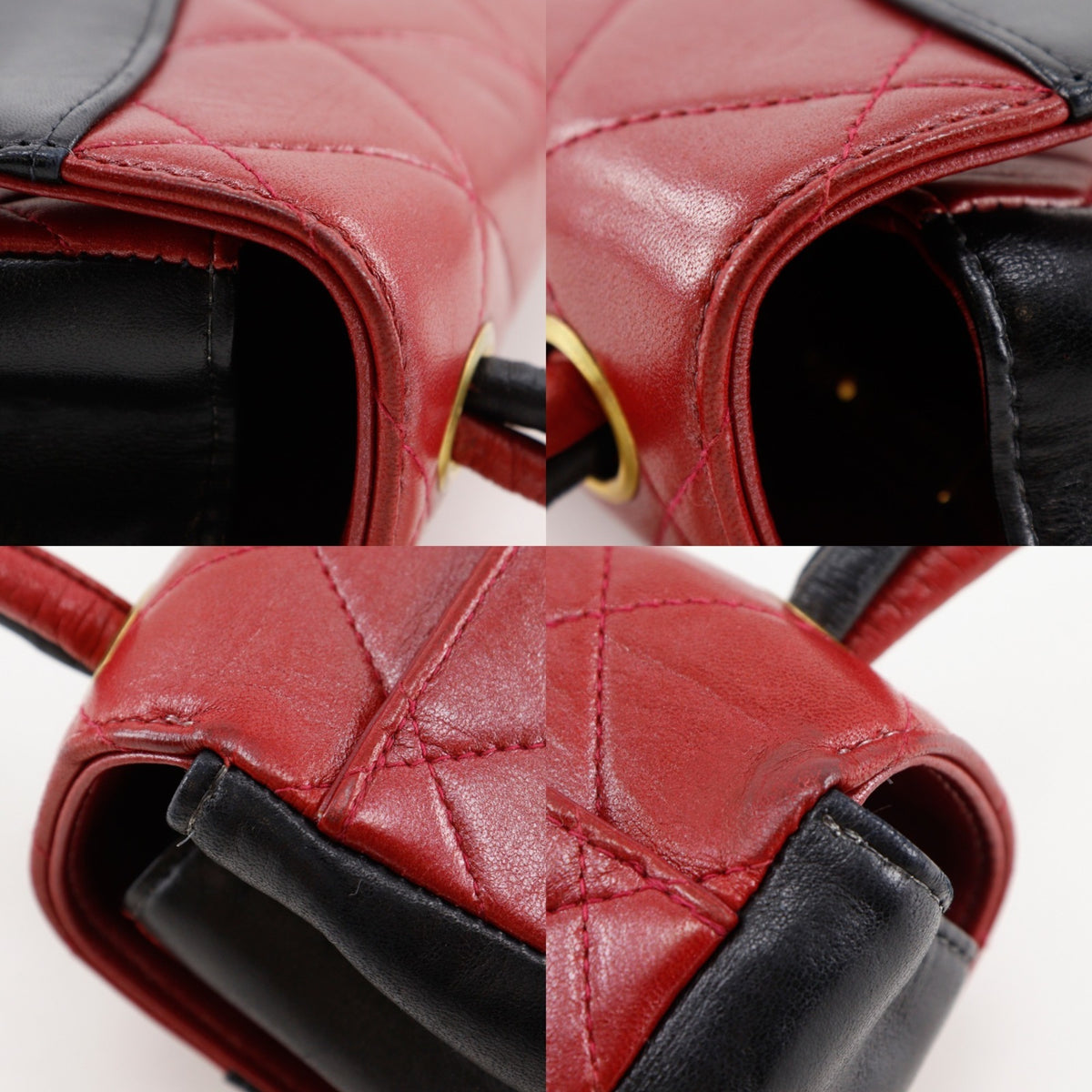 Chanel Matelasse Black Red Color Leather Shoulder Bag (Pre-Owned)