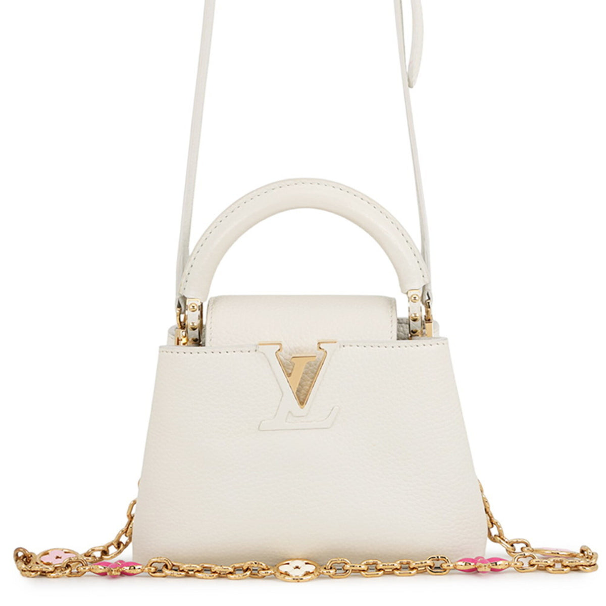 Louis Vuitton White Leather Handbag Shoulder Bag (Pre-Owned)