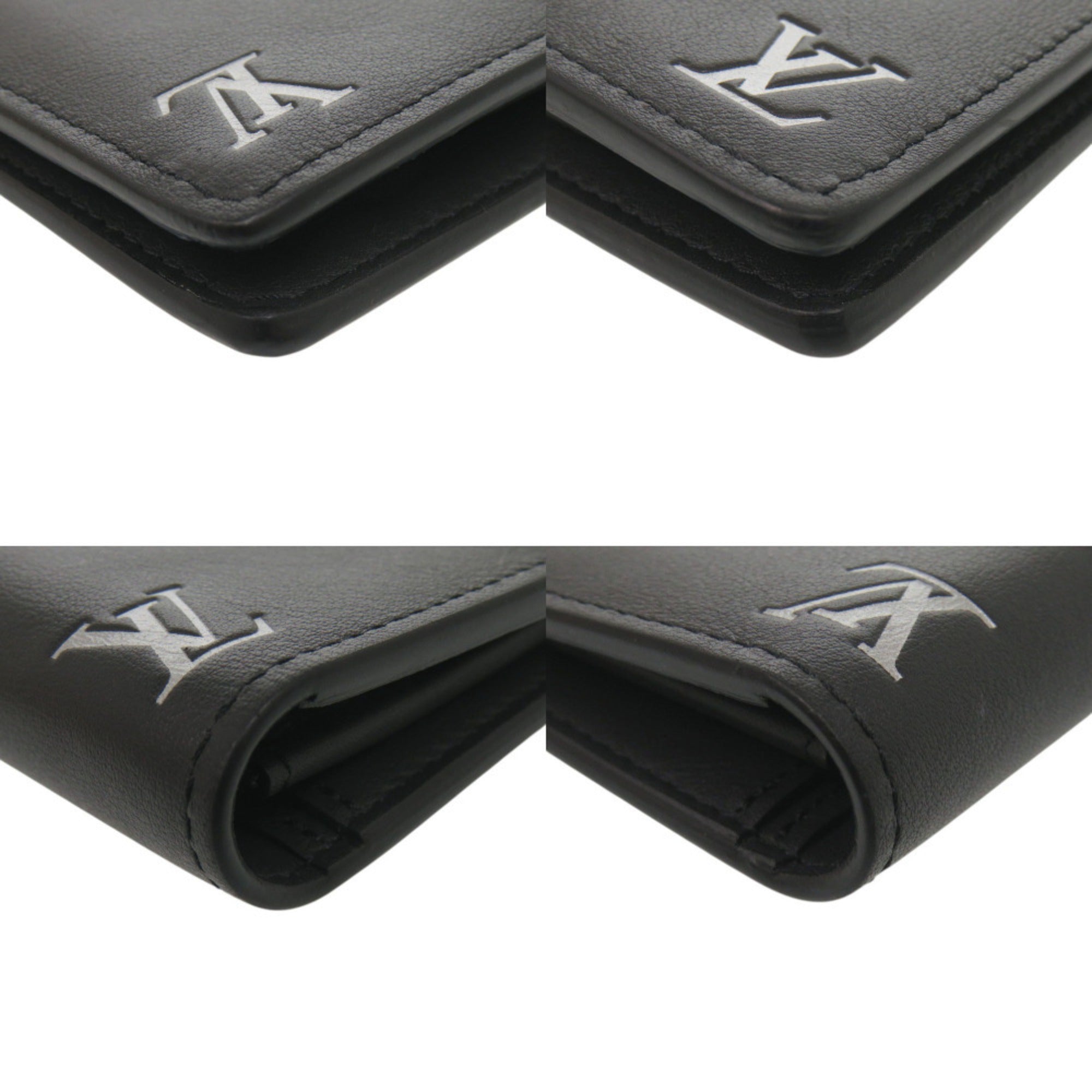 Louis Vuitton Black Leather Long Wallet (Bi-Fold) (Pre-Owned)