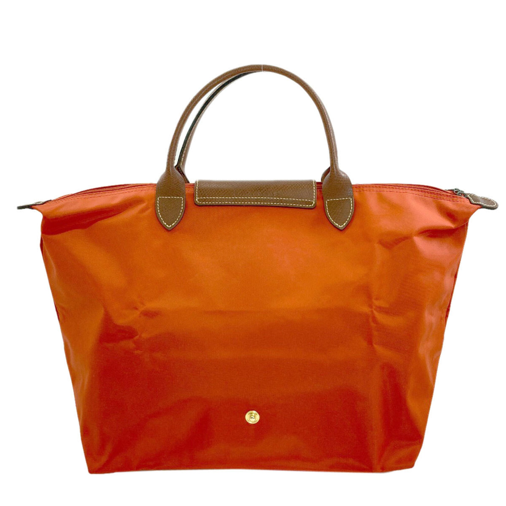 Longchamp Brown Orange Nylon Handbag (Pre-Owned)