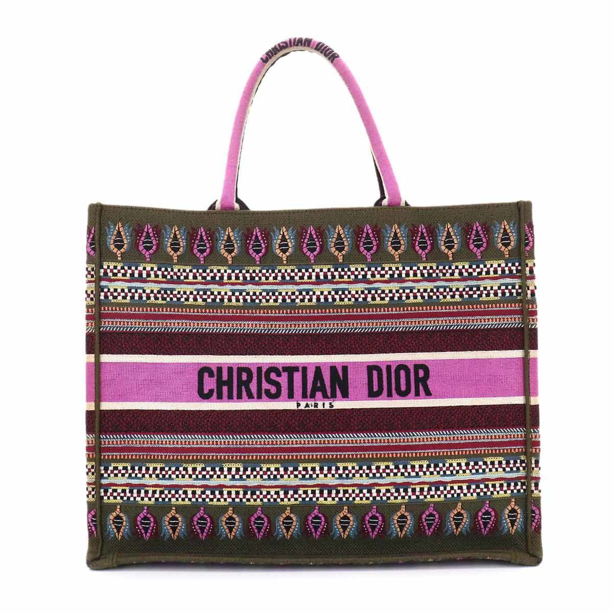 Christian Dior Khaki Multi-Color Canvas Handbag Tote Bag (Pre-Owned)