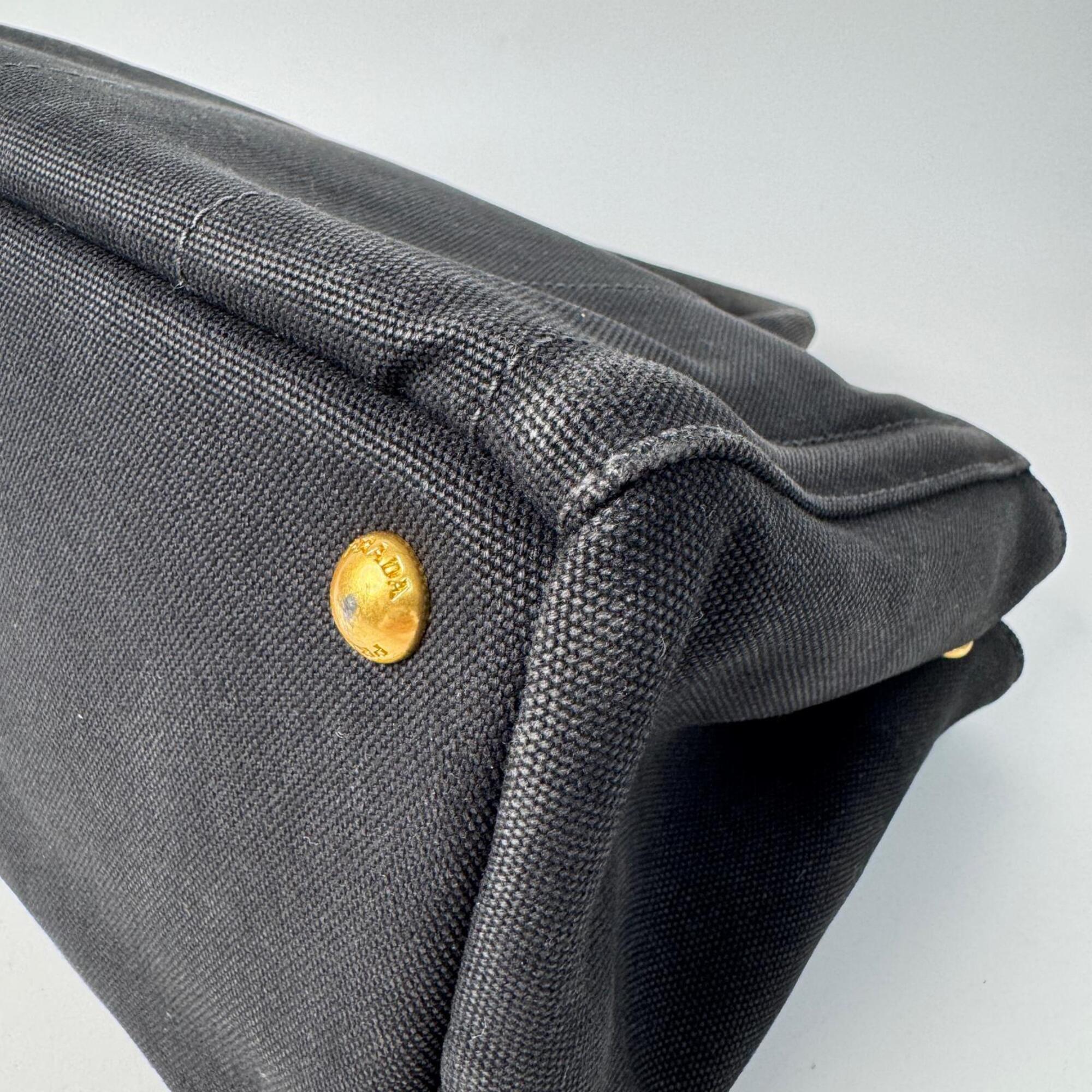 Prada Black Canvas Handbag Shoulder Bag Tote Bag (Pre-Owned)