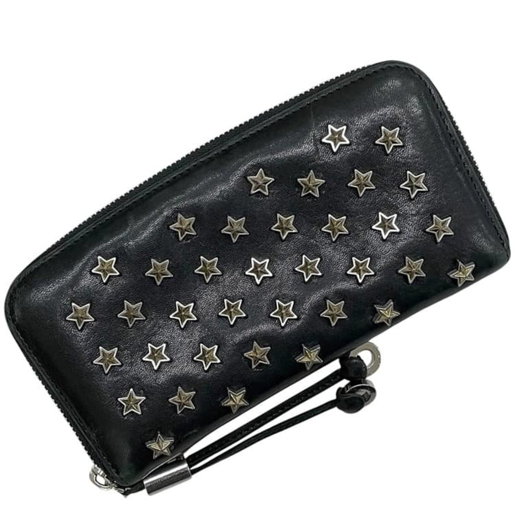 Jimmy Choo Black Leather Long Wallet (Bi-Fold) (Pre-Owned)