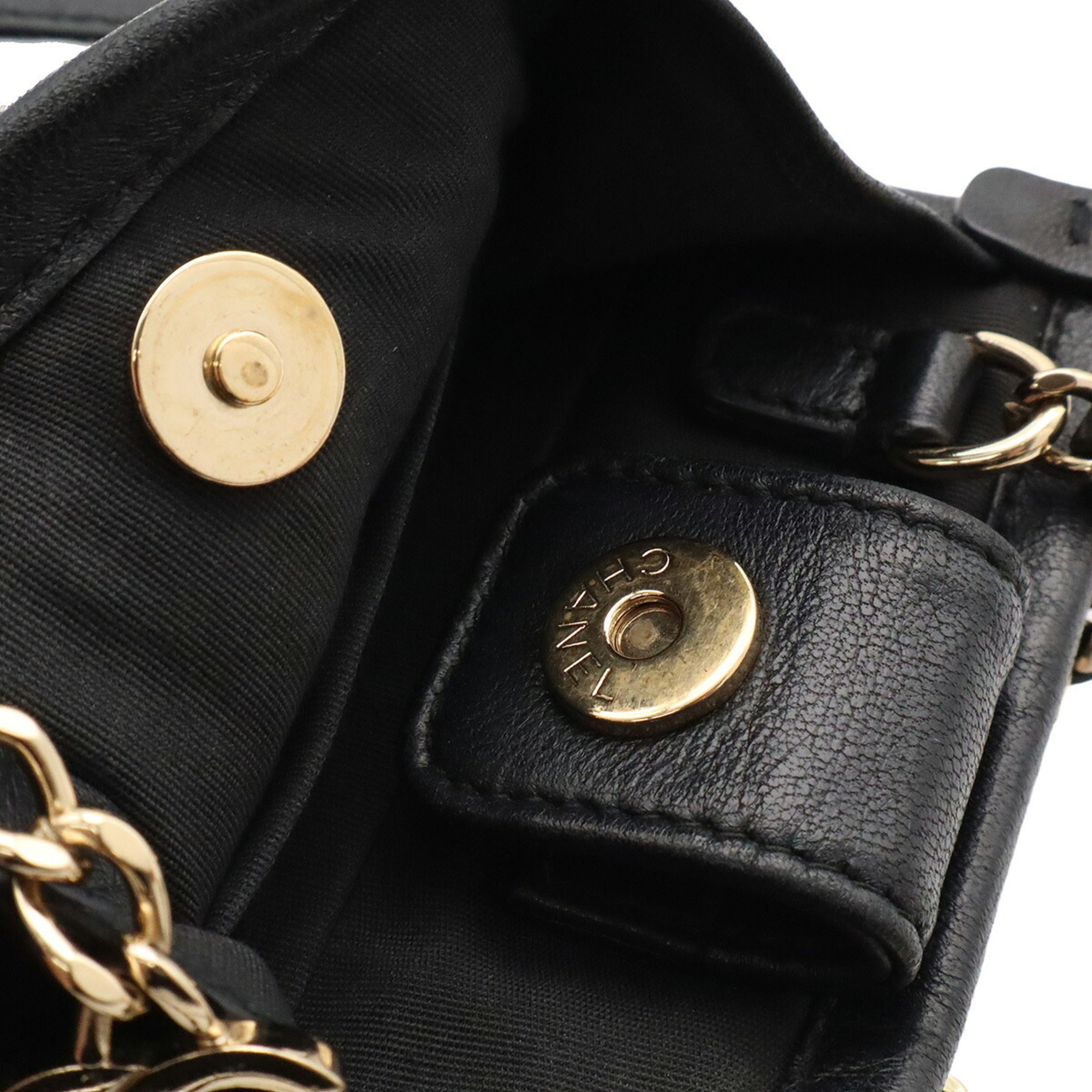 Chanel Black Clear Multi-Color Tweed Leather Vinyl Pochette Shoulder Bag (Pre-Owned)